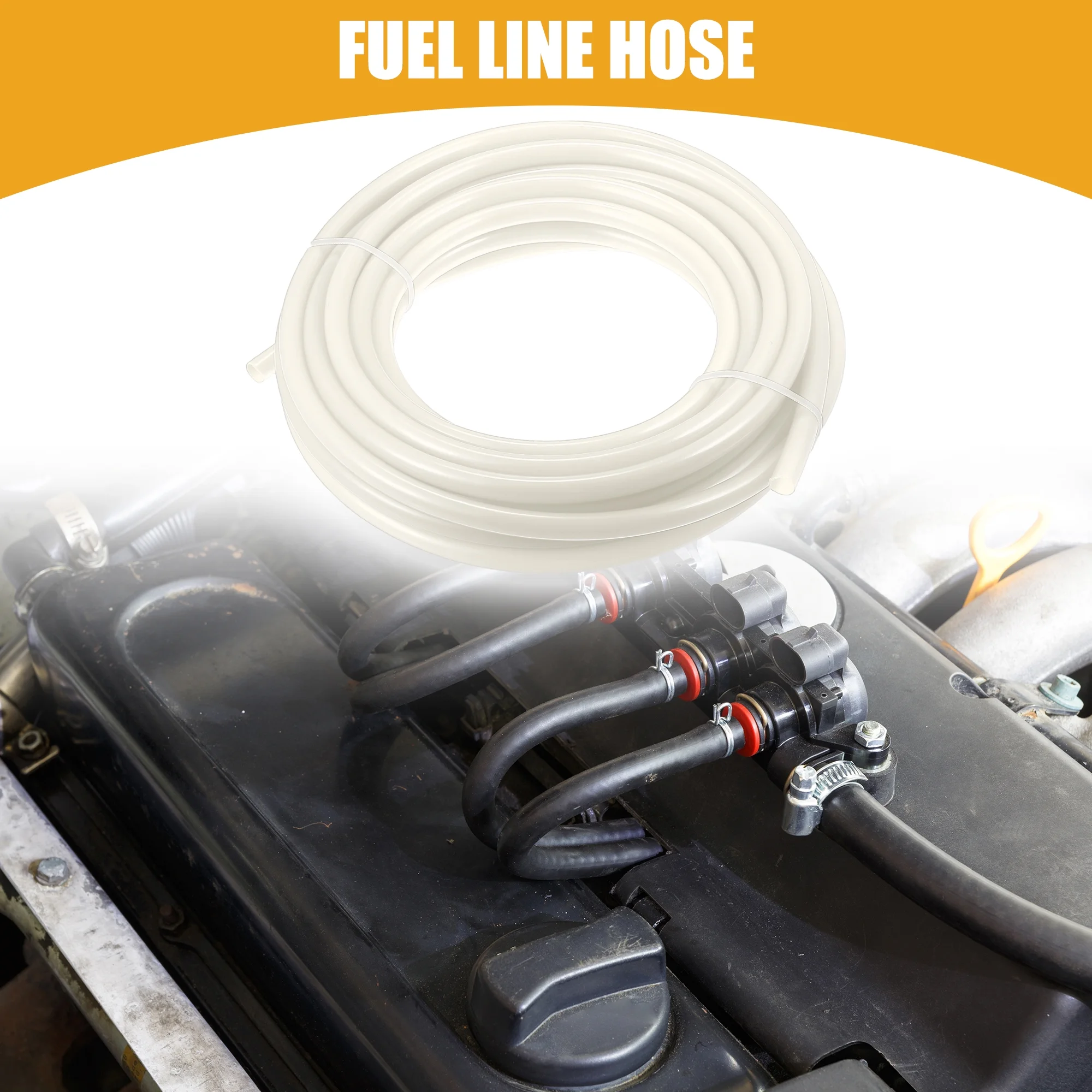 Unique Bargains 32.8ft 10mm ID Universal Fuel Line Hose Automotive Fuel Systems Engines Hose Durable Nylon White