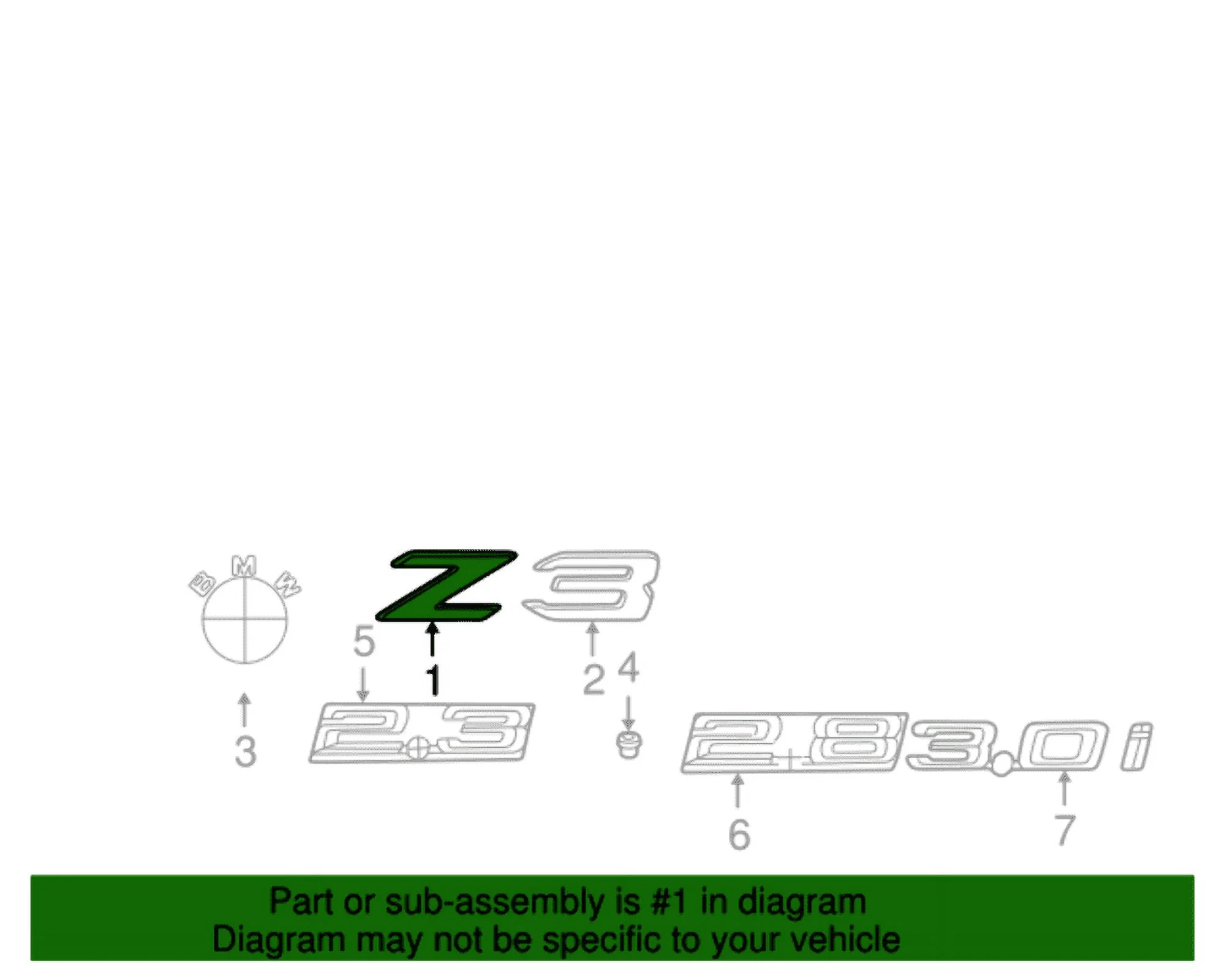 New Genuine BMW Emblem Adhered Rear (1996-2002) OE 51148399309
