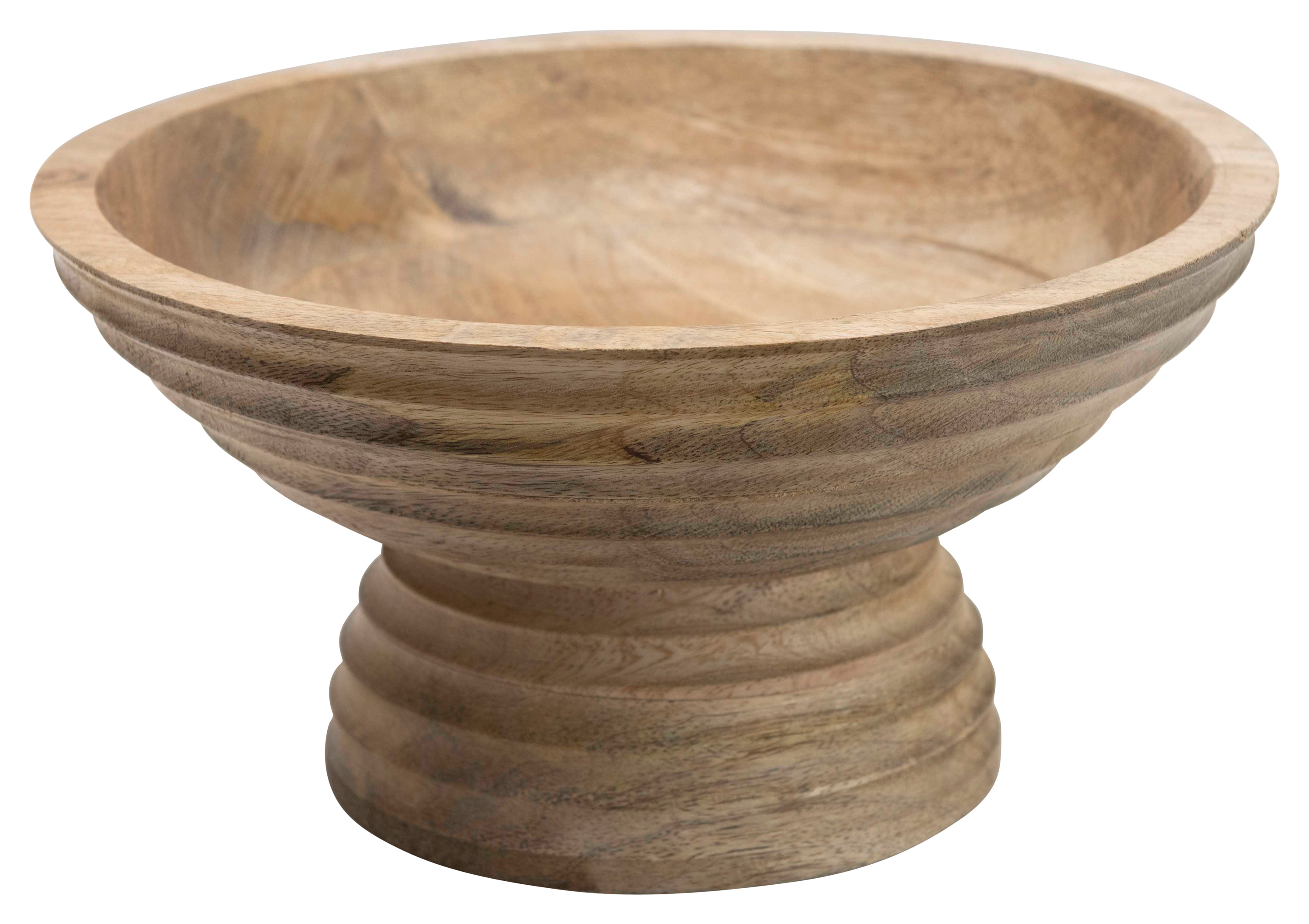 Creative Co-Op Ridged Mango Wood Footed Bowl