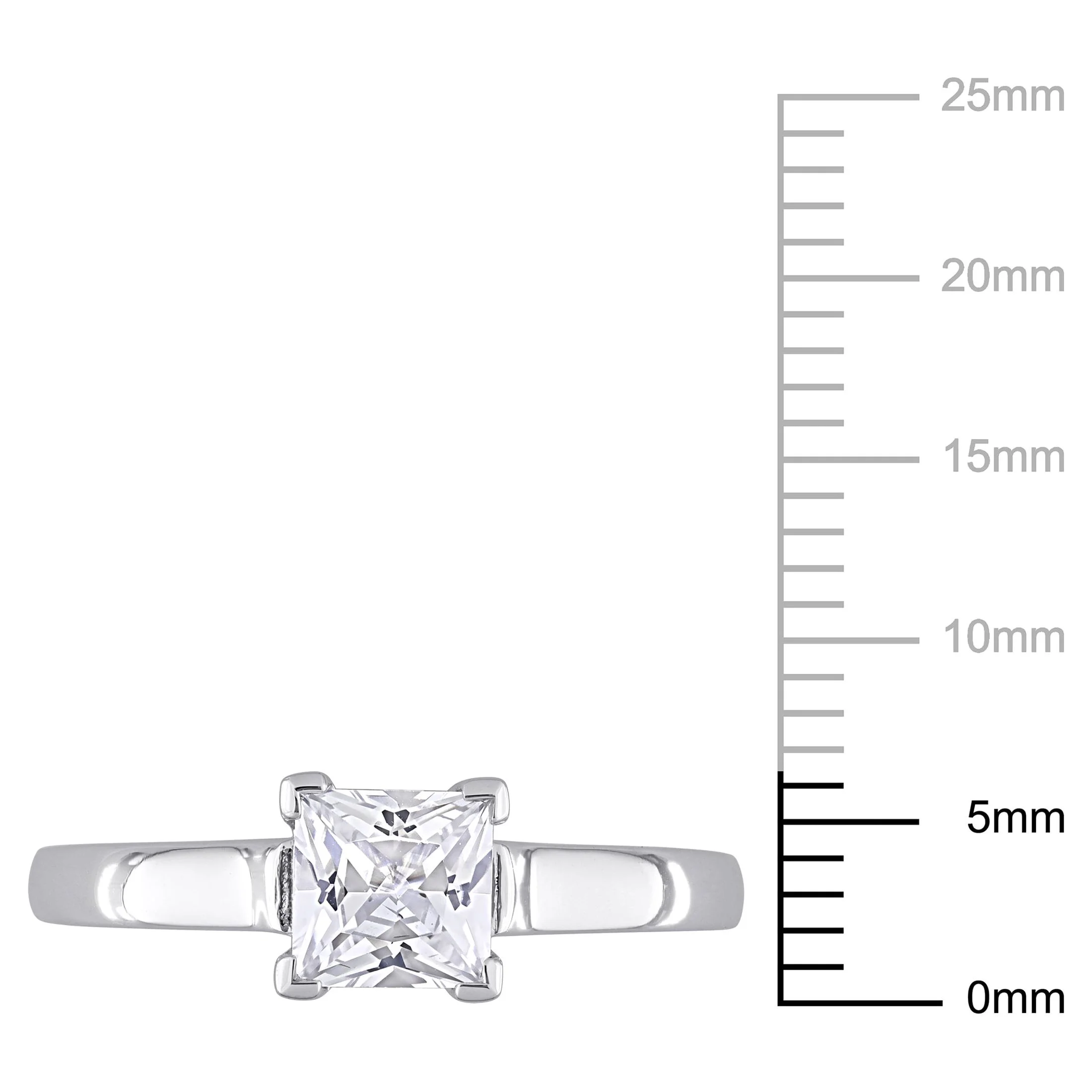 Everly Women's 1 Carat T.G.W. Square-Cut Created White Sapphire 10kt White Gold Solitaire Engagement Anniversary Bridal Ring with 4 Claw Prong Setting