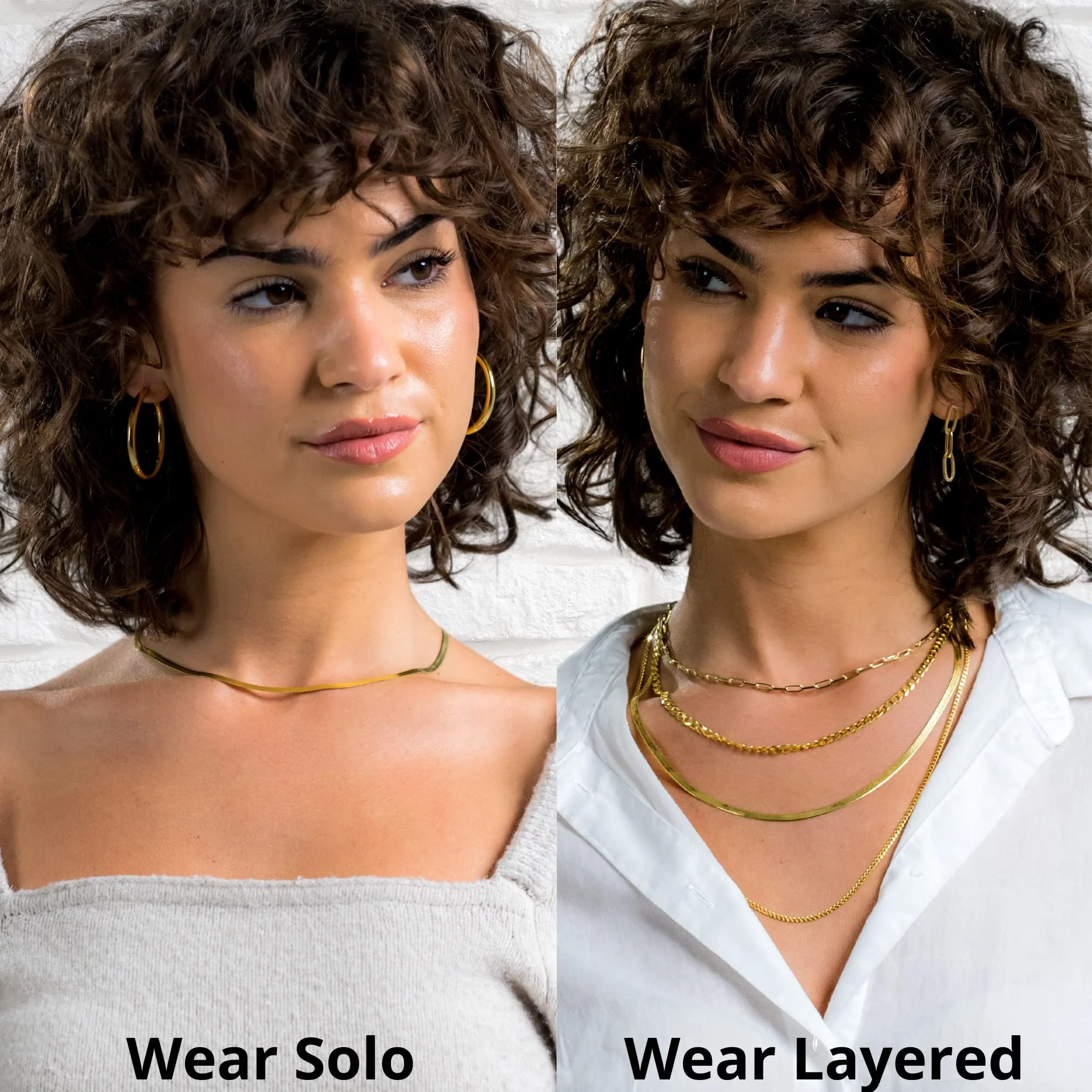 Herringbone Chain Necklace Sterling Silver 14k Gold Plated | 4.2mm 18 inch Choker Italian, Gold Herringbone Chain for Women