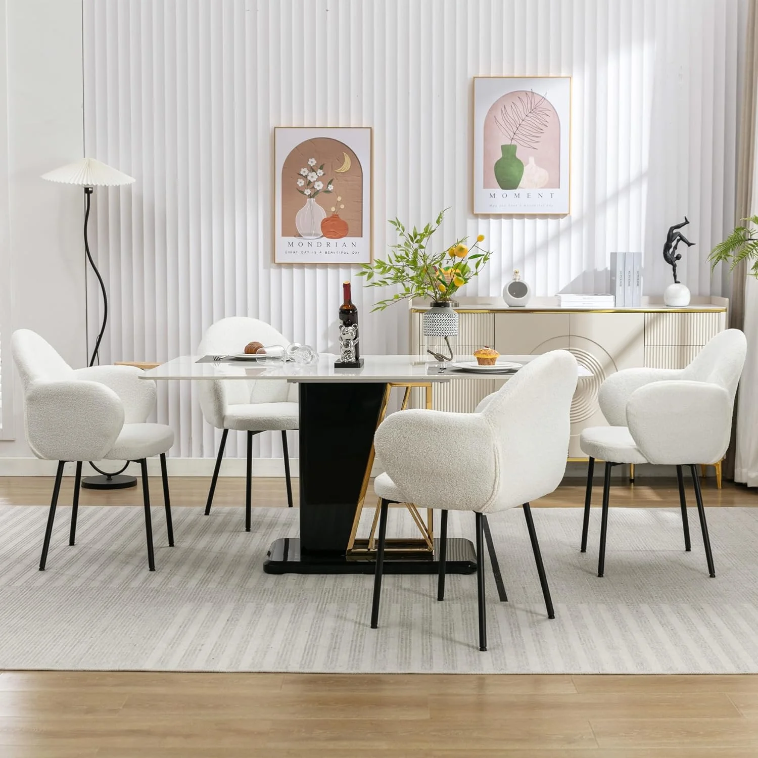 XINMICS White Dining Chair Set of 2 Kitchen Chair for Dining Room