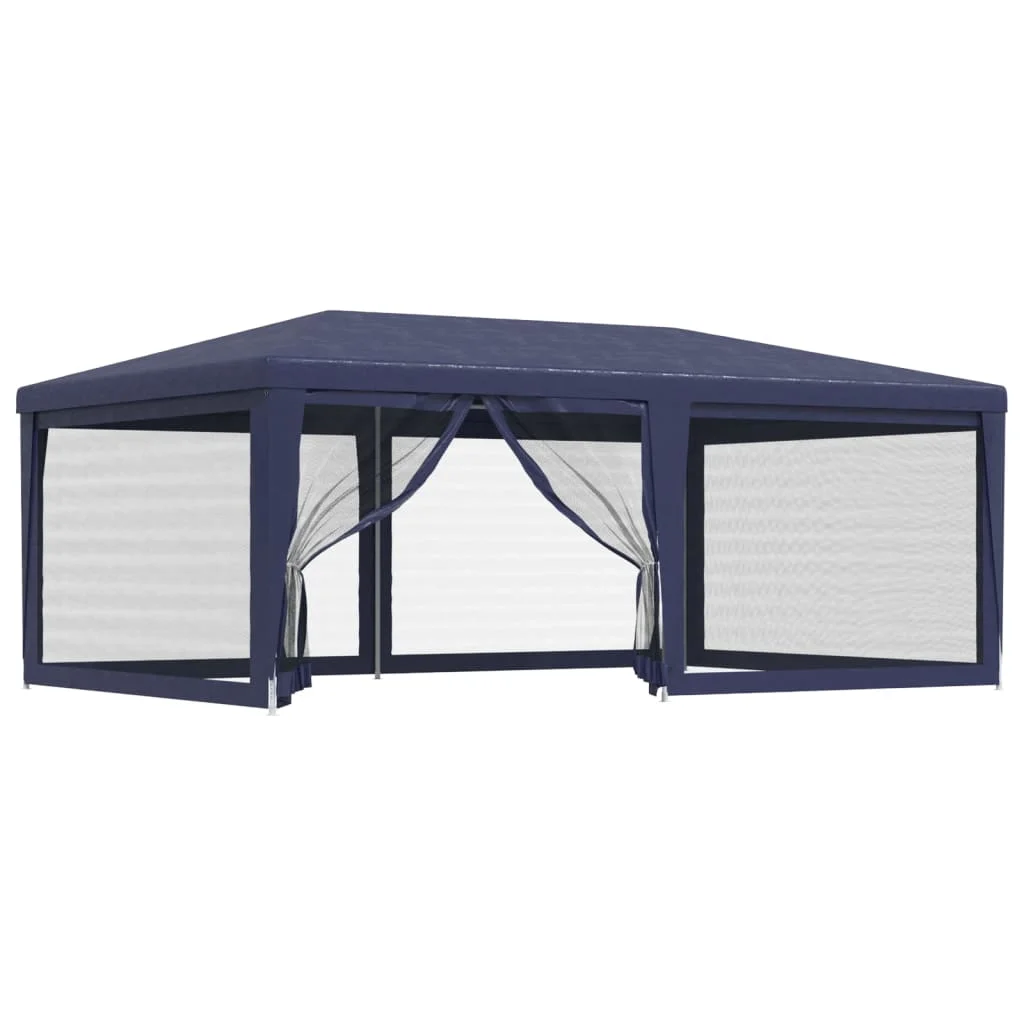 Buyweek Party Tent with 6 Mesh Sidewalls Blue 19.7'x13.1' HDPE
