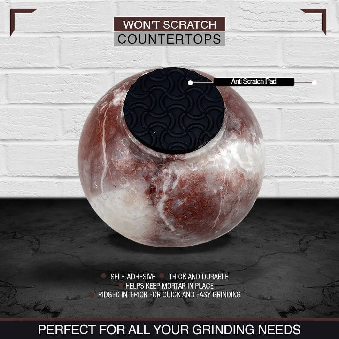 Marble Mortar and Pestle Set with Anti Scratch Pad | Pestle and Mortar | Perfect for Spices, Herbs, Seasonings | 1 Cup-Capacity | Detergent Safe