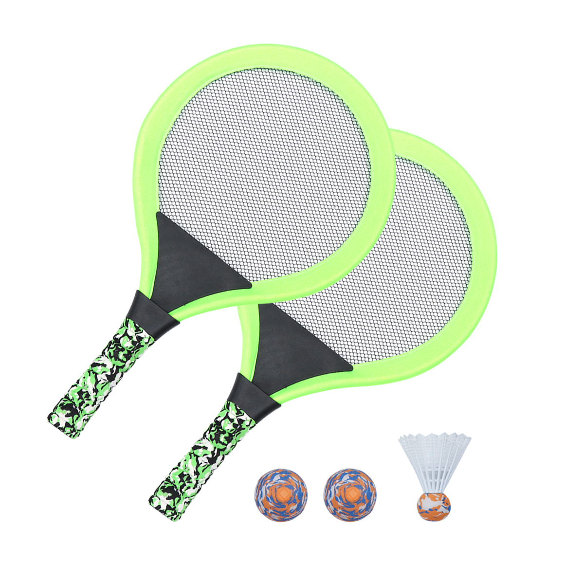 1 Set Kids Tennis Racket Beach Racquet Set with Balls Indoors and Outdoors Sports Toys for Children Kids (Green)