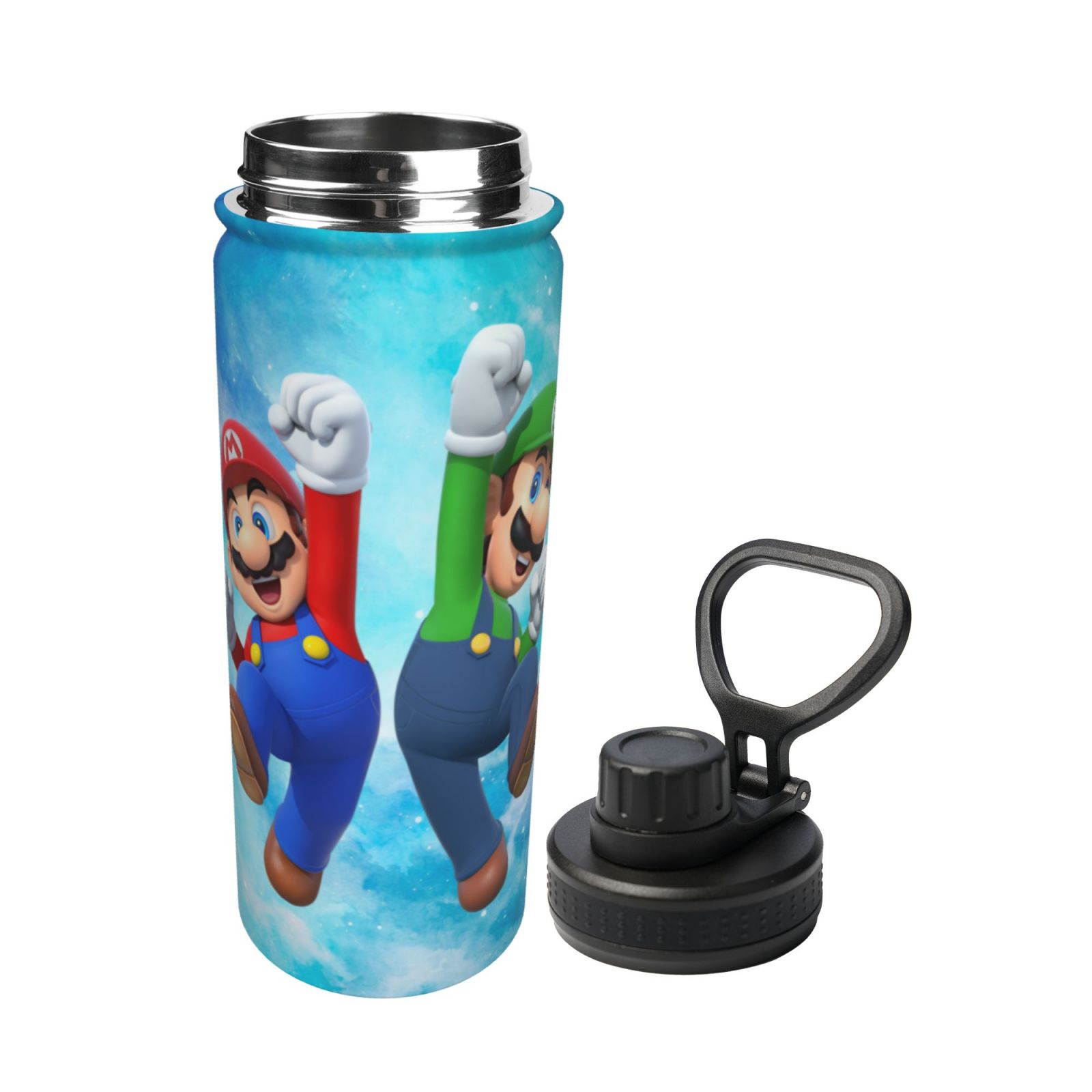 Luigi's Mansion Mario Bros Unisex Sports Insulated Water Bottles Kettle Stainless Steel Portable Cup 18OZ For School Travel Gym Running