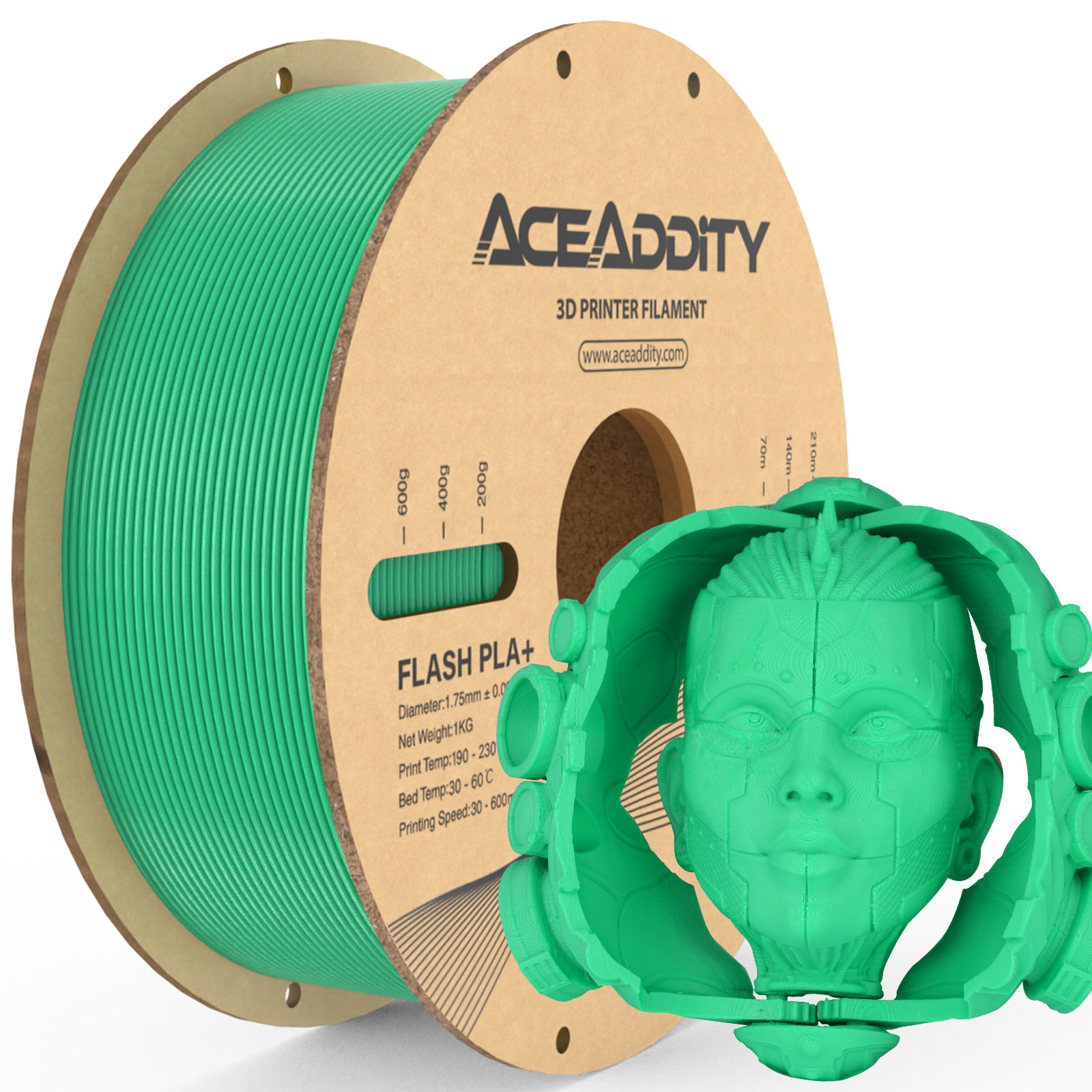 Aibecy3D Printer PLA+ Filament 1KG 1.75mm 3D Printing Material Eco-friendly Spool Suitable for Most of FDM 3D Printing Machines Dimensional Accuracy +/-0.02mm 6 Rolls in Total - Green