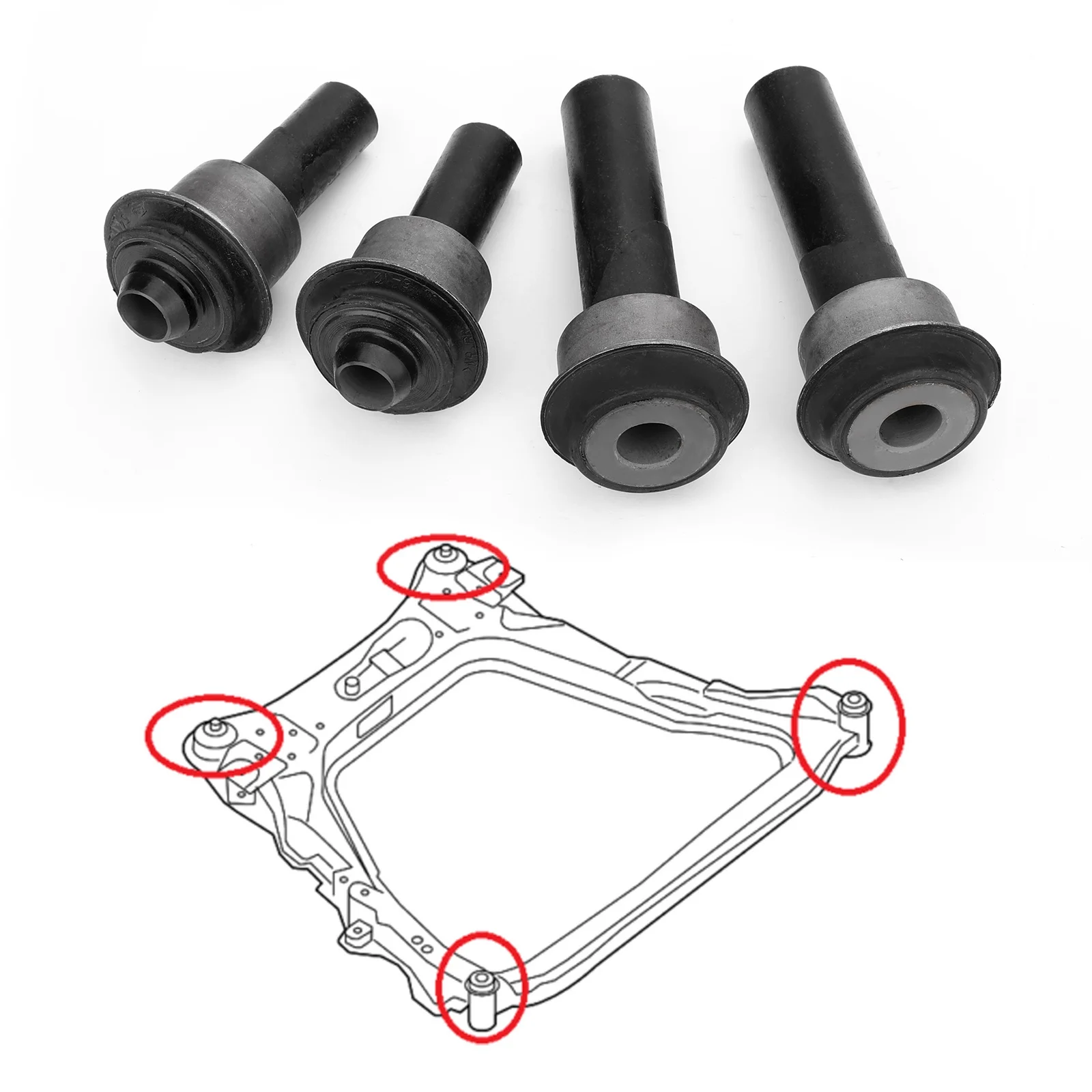 Motor Genic 4 Engine Cradle Front Subframe Crossmember Bushing For Nissan Rogue X-Trail