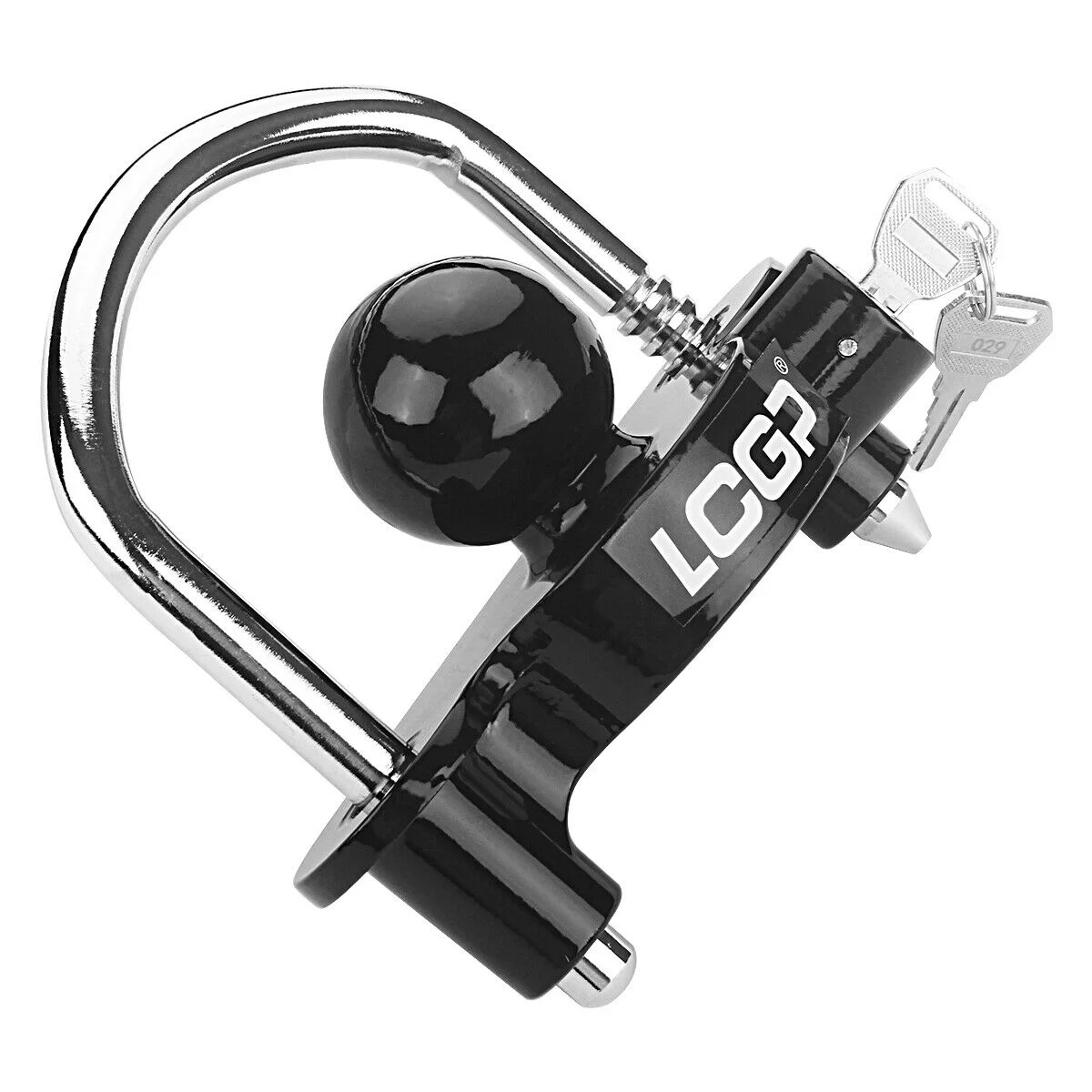 Black Trailer Hitch Coupler Lock with 2 Keys, Universal Coupler Lock, Heavy-Duty Steel