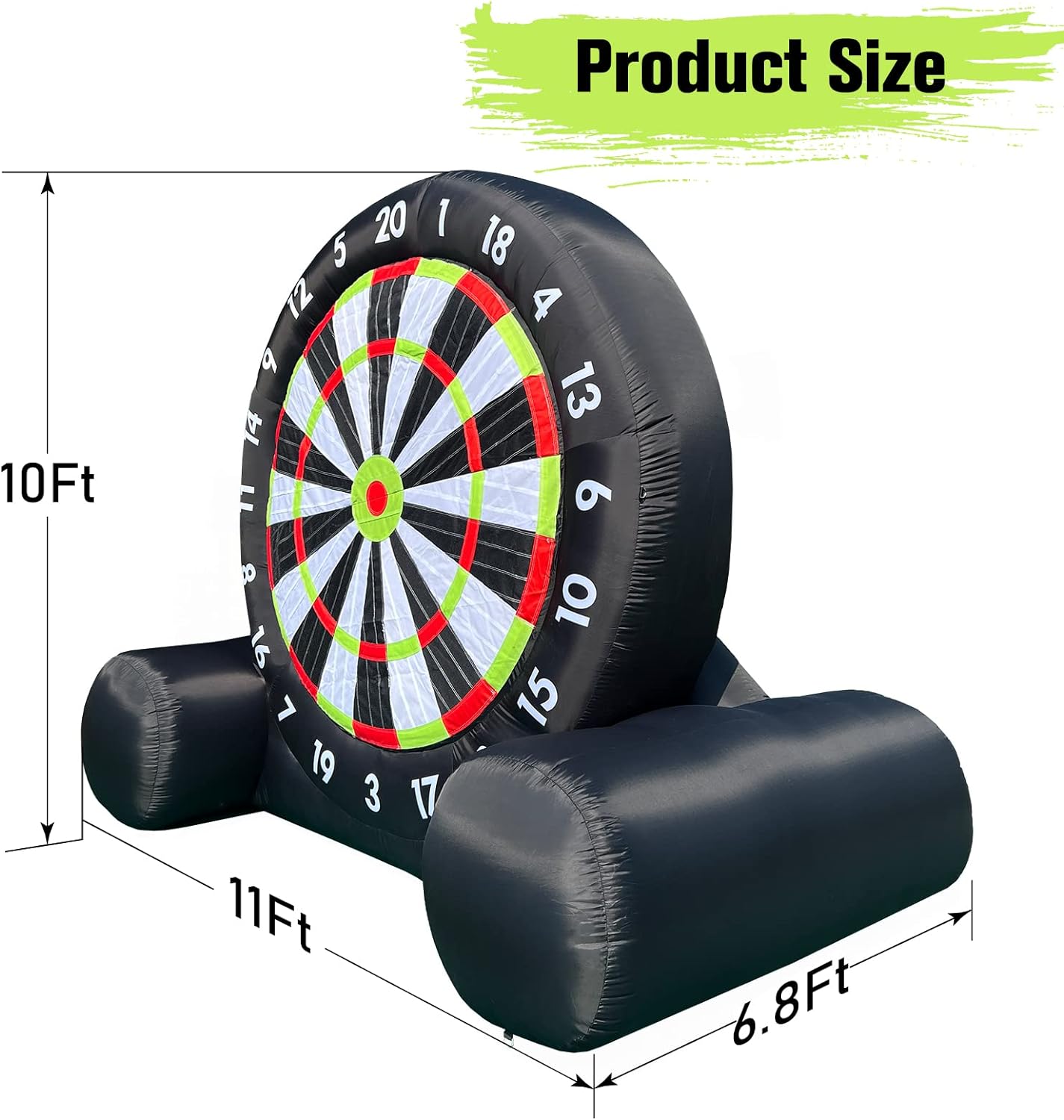 OZIS 10Ft Tall Giant Inflatable Soccer Ball Darts Board with 8pcs Soccer Ball & 350W Blower
