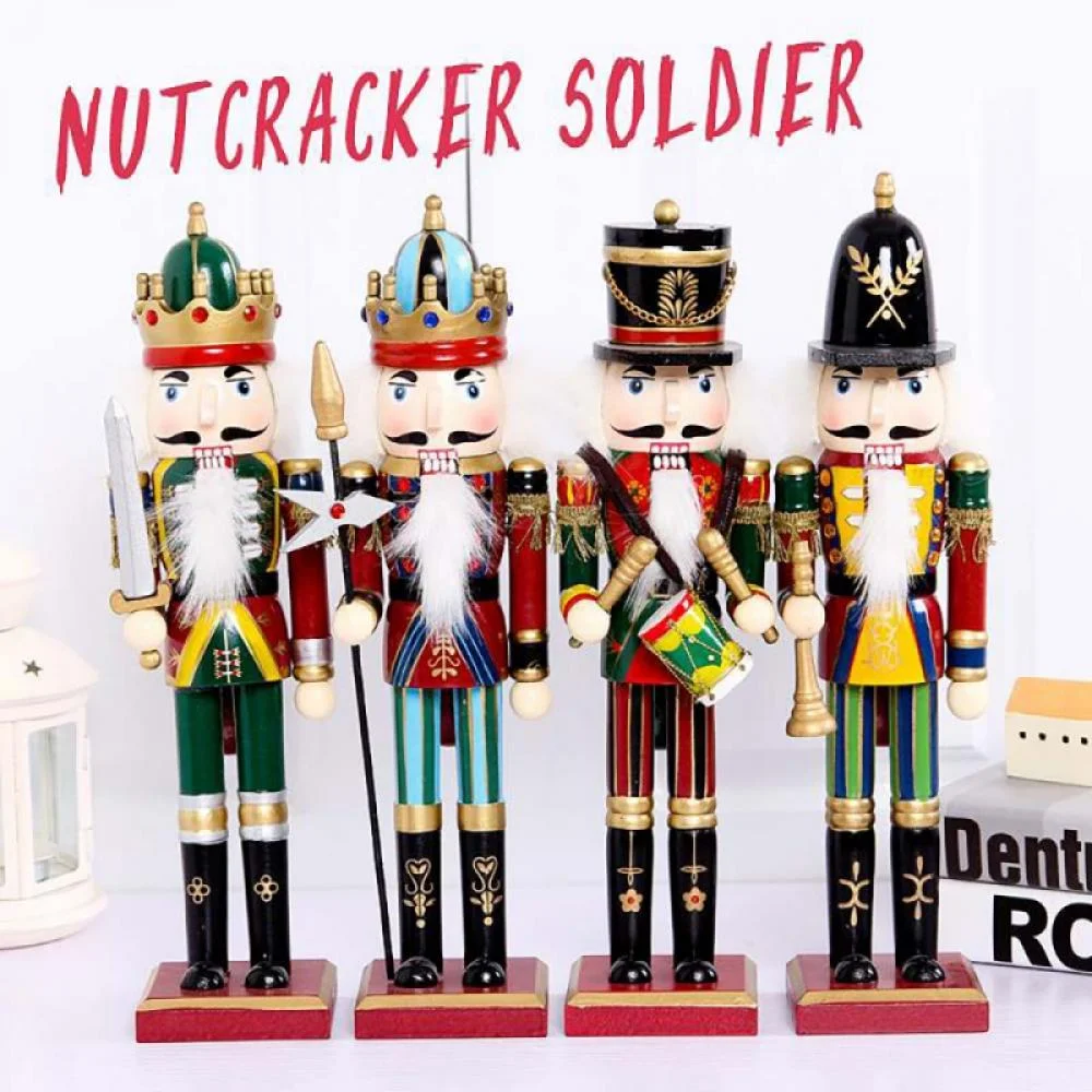 1PC Wooden Nutcracker Ornaments Nutcracker Soldier Doll Christmas Decoration Figures Puppet Toys Home Decor, Must Have for Any Collection, 12/14/15inch