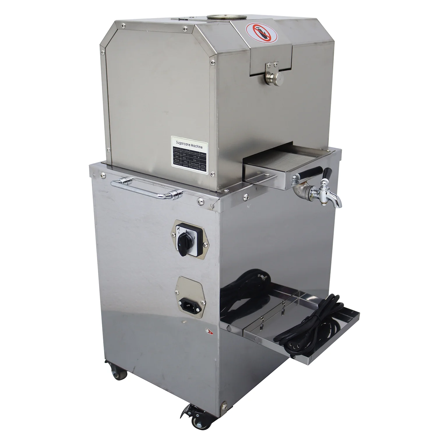 Techtongda Electric Sugar Cane Press Juicer 304 Stainless Steel Grind Press Machine 4 Rolls for Sugarcane Ginger Sweet Sorghum Extractor Pressing