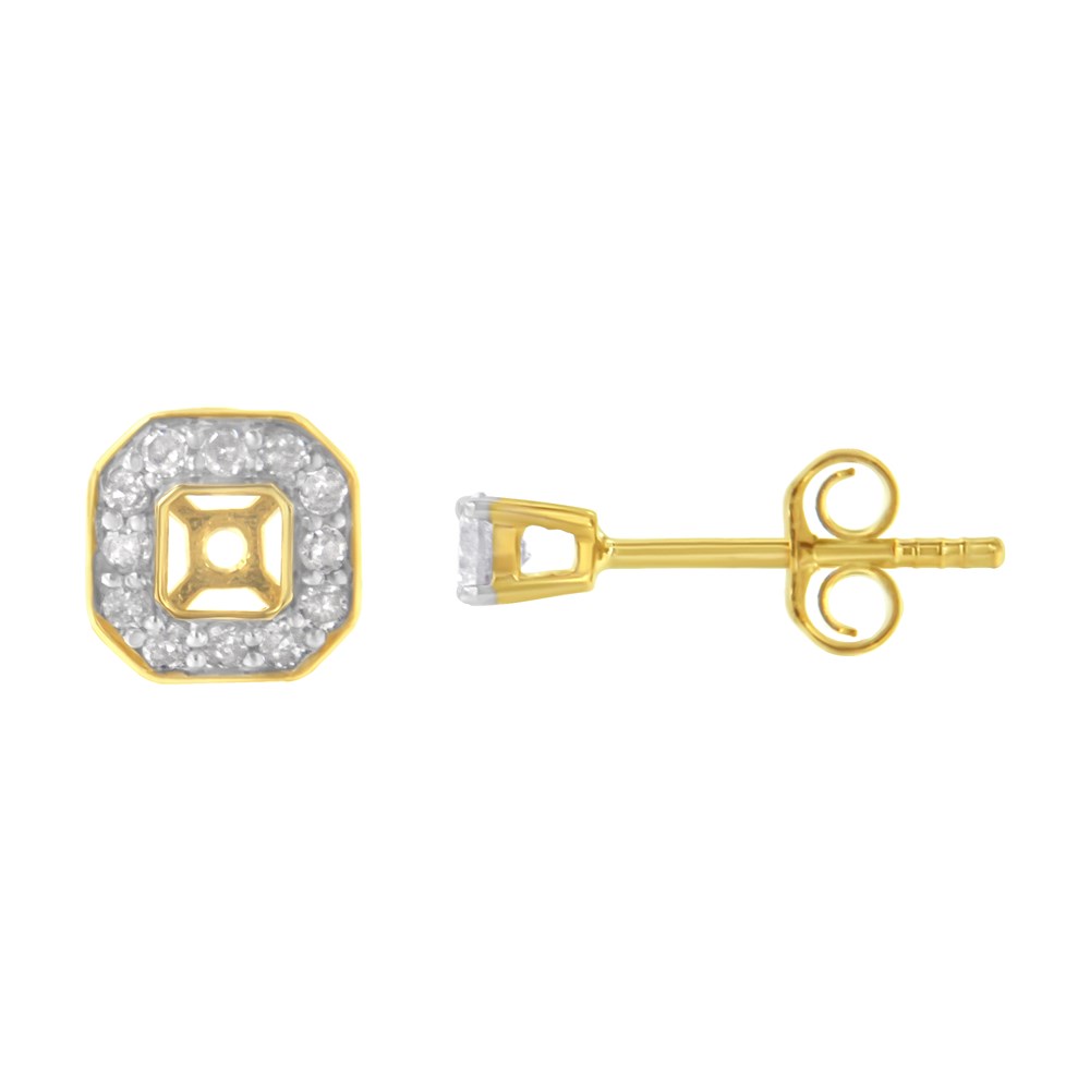 2 Micron 10K Yellow Gold plated Sterling Silver 1/2ct TDW Diamond Square Stud Earrings (I2-I3,J-K)
