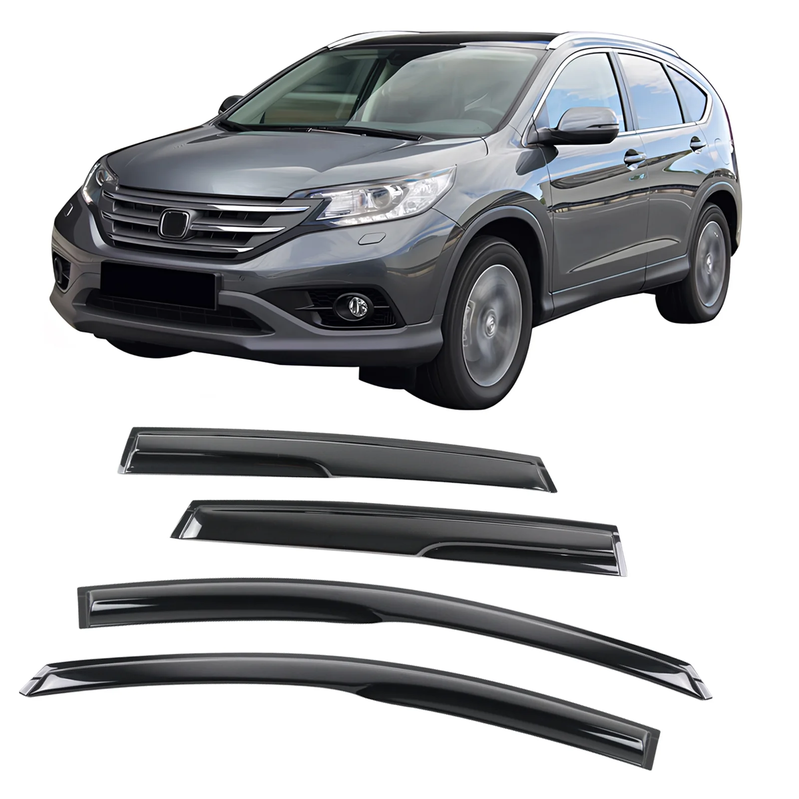Ikon Motorsports Compatible with 12-16 Honda CRV MU Style Acrylic Window Vent Visor Deflector Rain Guard 4Pc Outside Mount 2012 2013 2014 2015 2016
