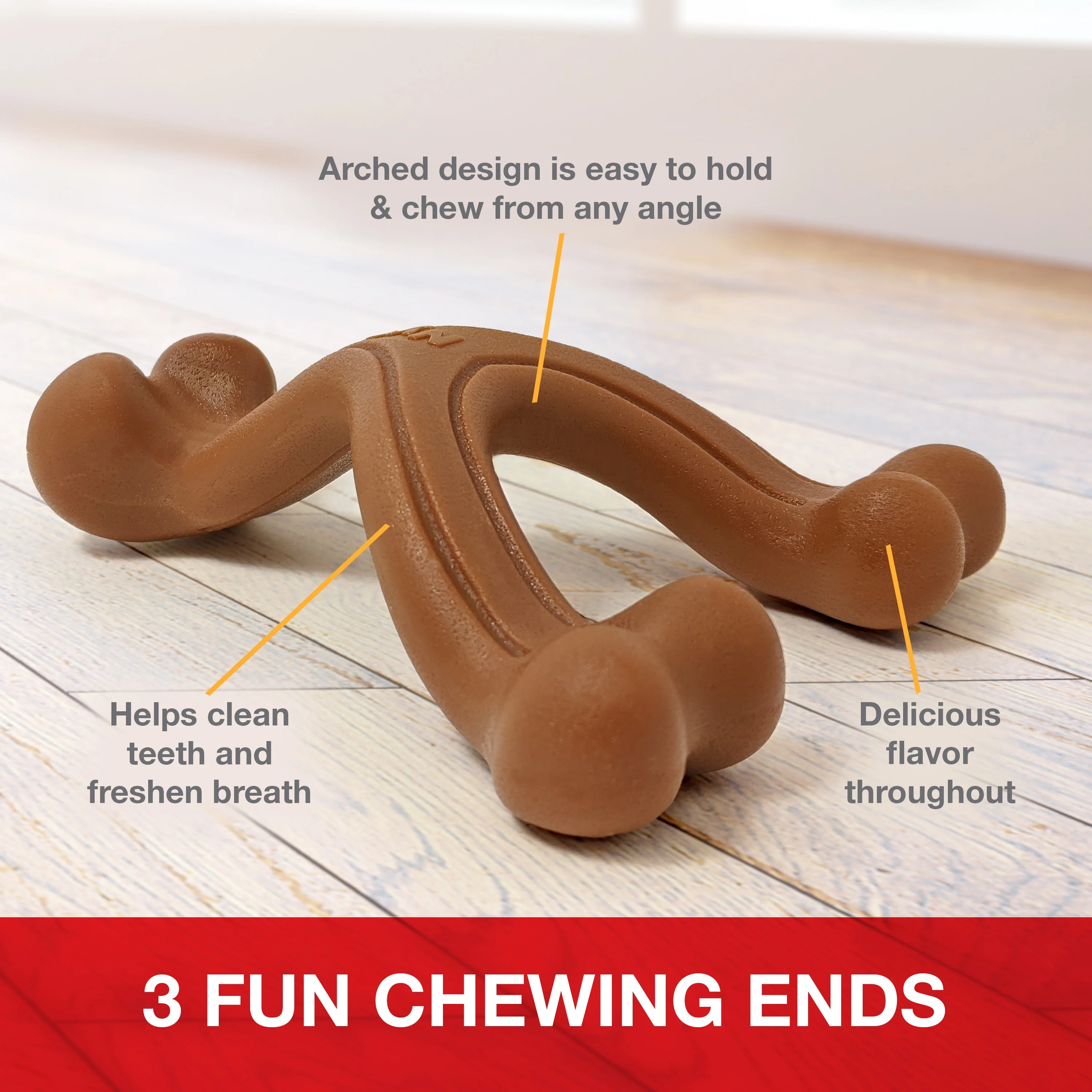 Nylabone Ergonomic Hold & Chew Wishbone Power Chew Durable Dog Toy Bison Large/Giant - Up to 50 lbs. (1 Count)