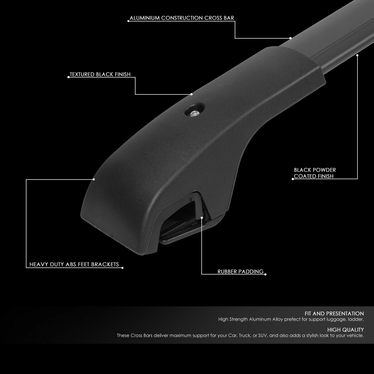 Teledu For 2015-2020 Jeep Renegade Matte Cargo Baggage Luggage Roof Rack Rail Cross Bar