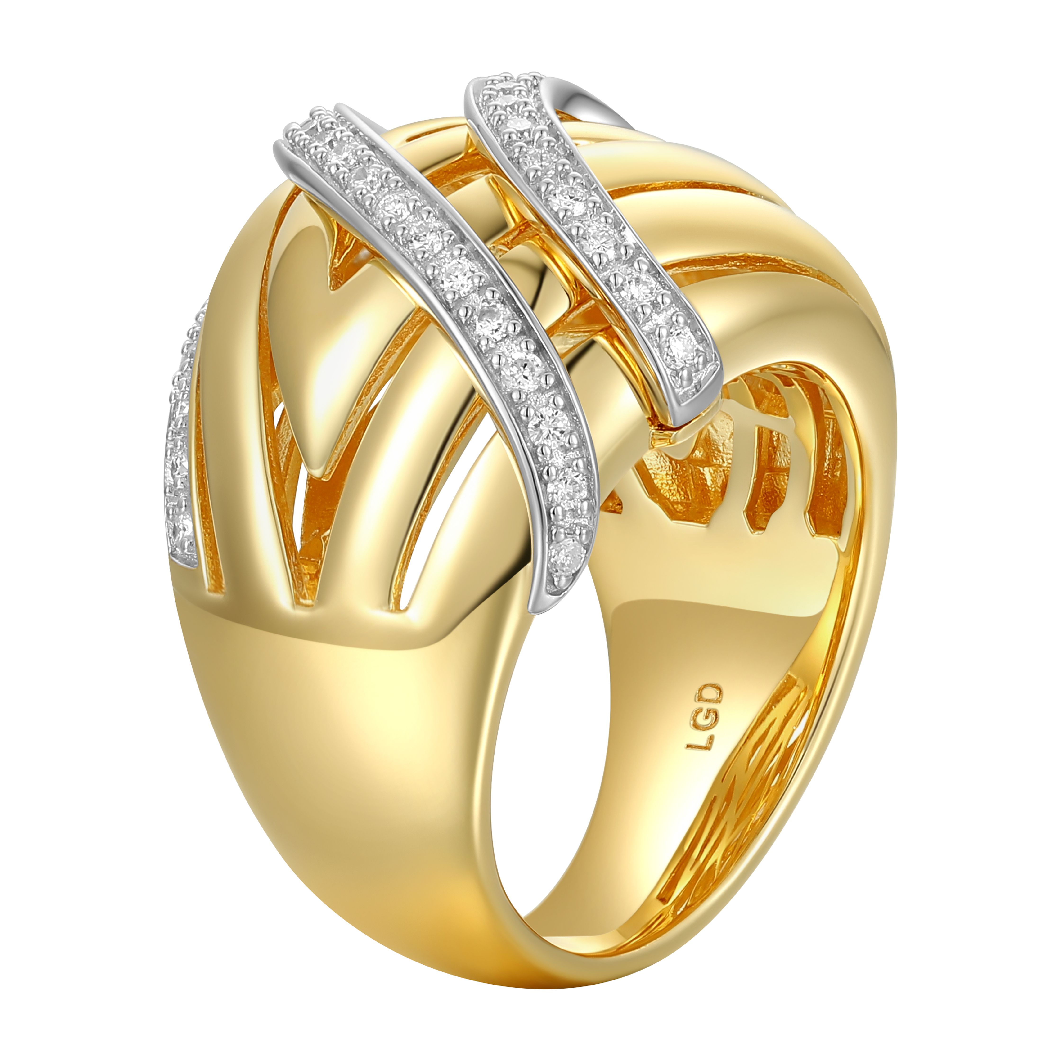 Forever Facets 18K Gold Plated Sterling Silver 3/8 CT TW Lab Grown Diamond Ring, Adult Female