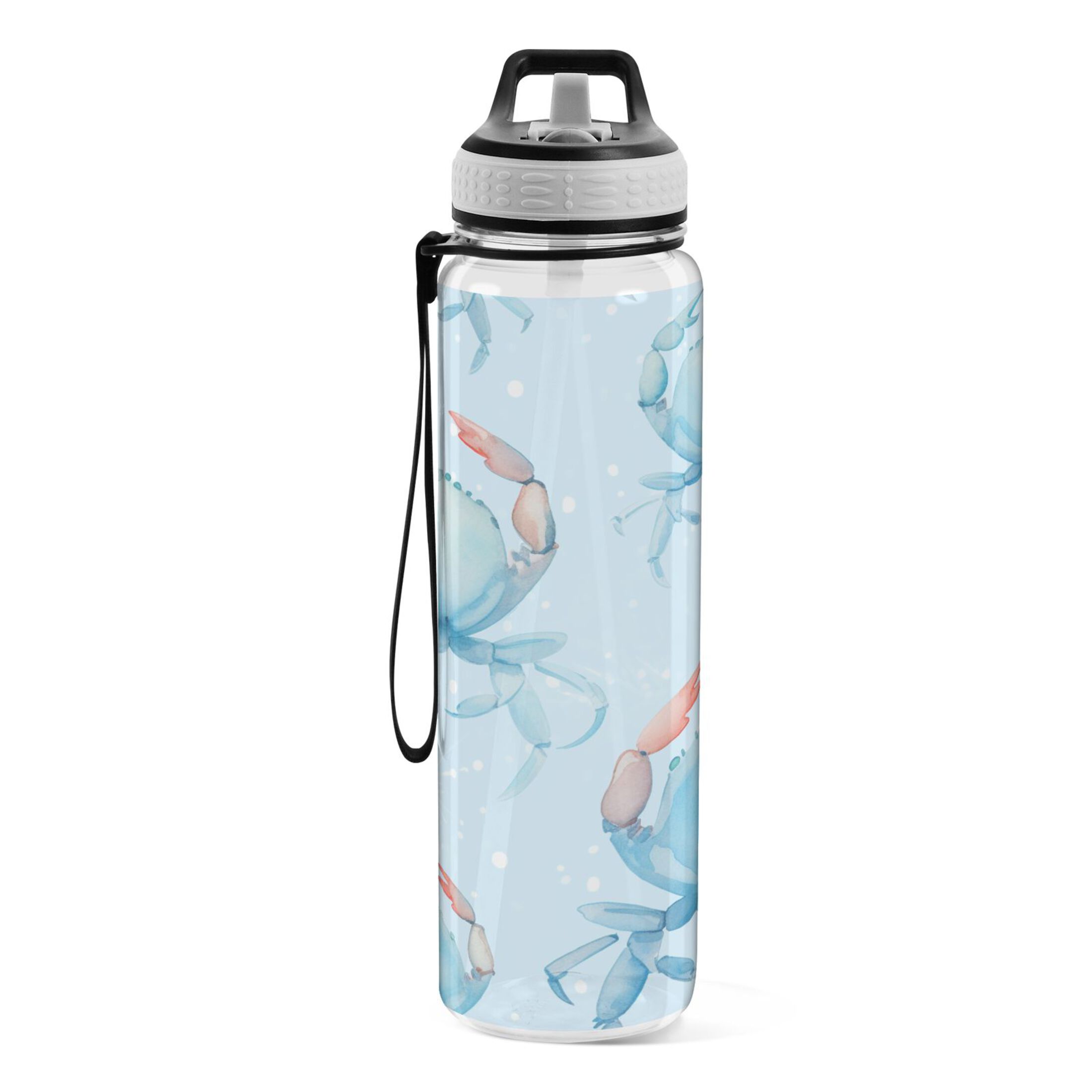 Crabs 32oz Water Bottles with Straw Tritan Leakproof Sports Bottle BPA Free Clear for Fitness Gym Swimming Cycling