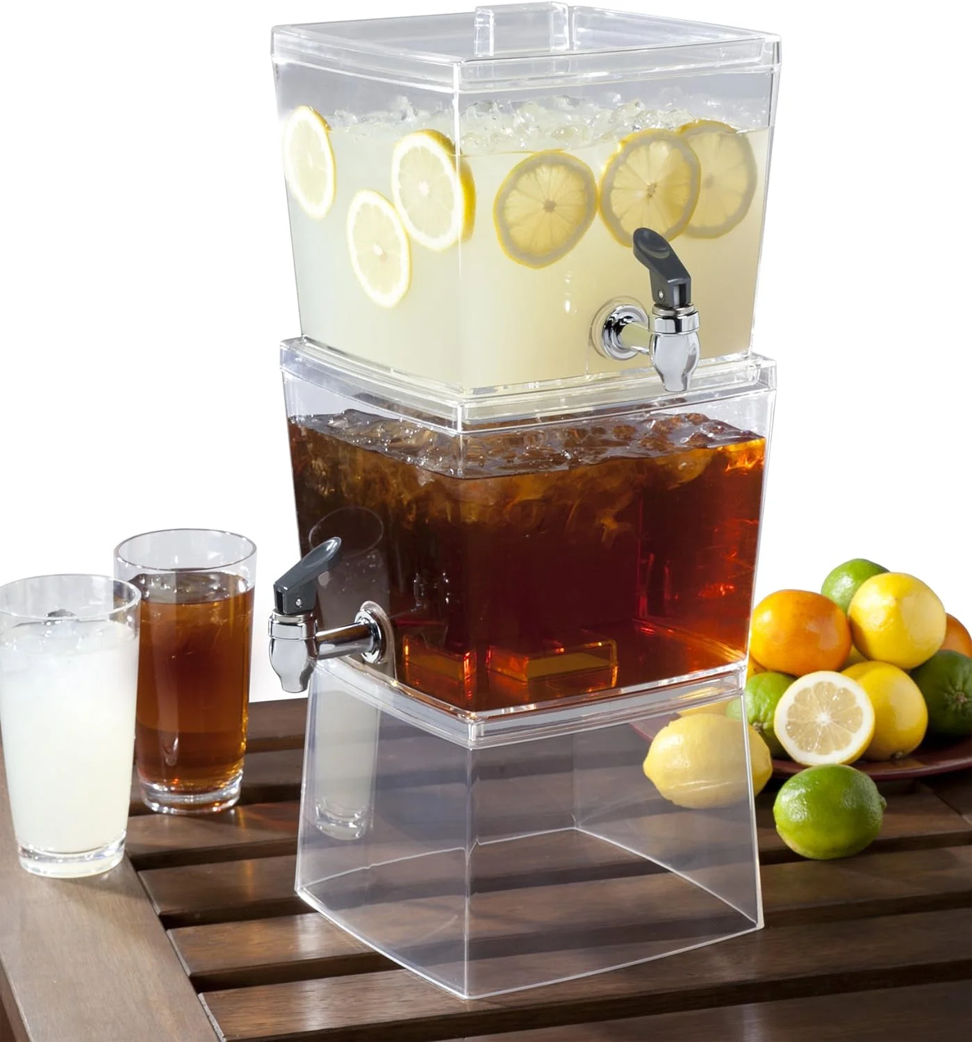 Gallon 2 Units Stacking Beverage Dispenser, Clear