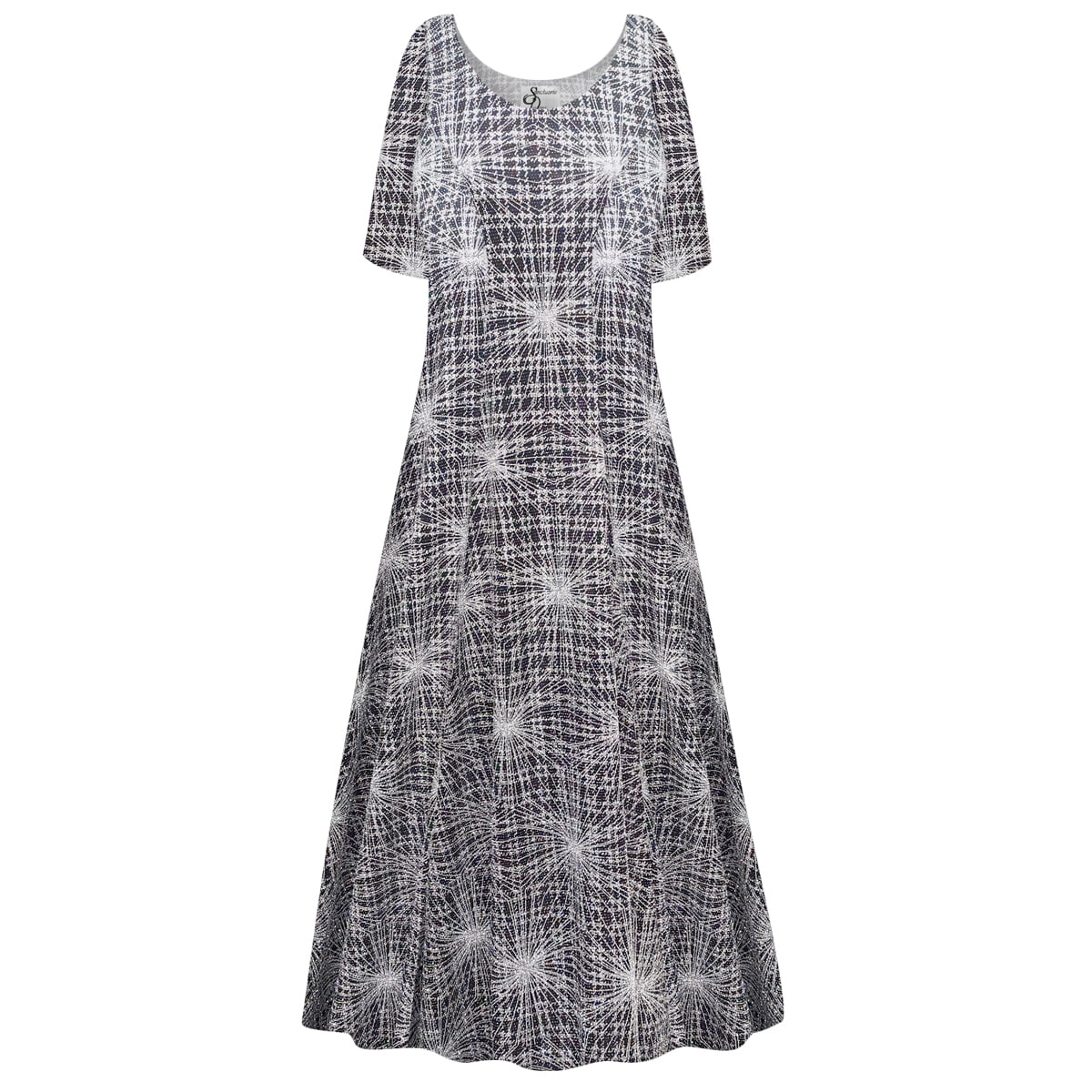 Small Womens Dress Silver Polaris Designer Print Short Sleeve Princess Cut