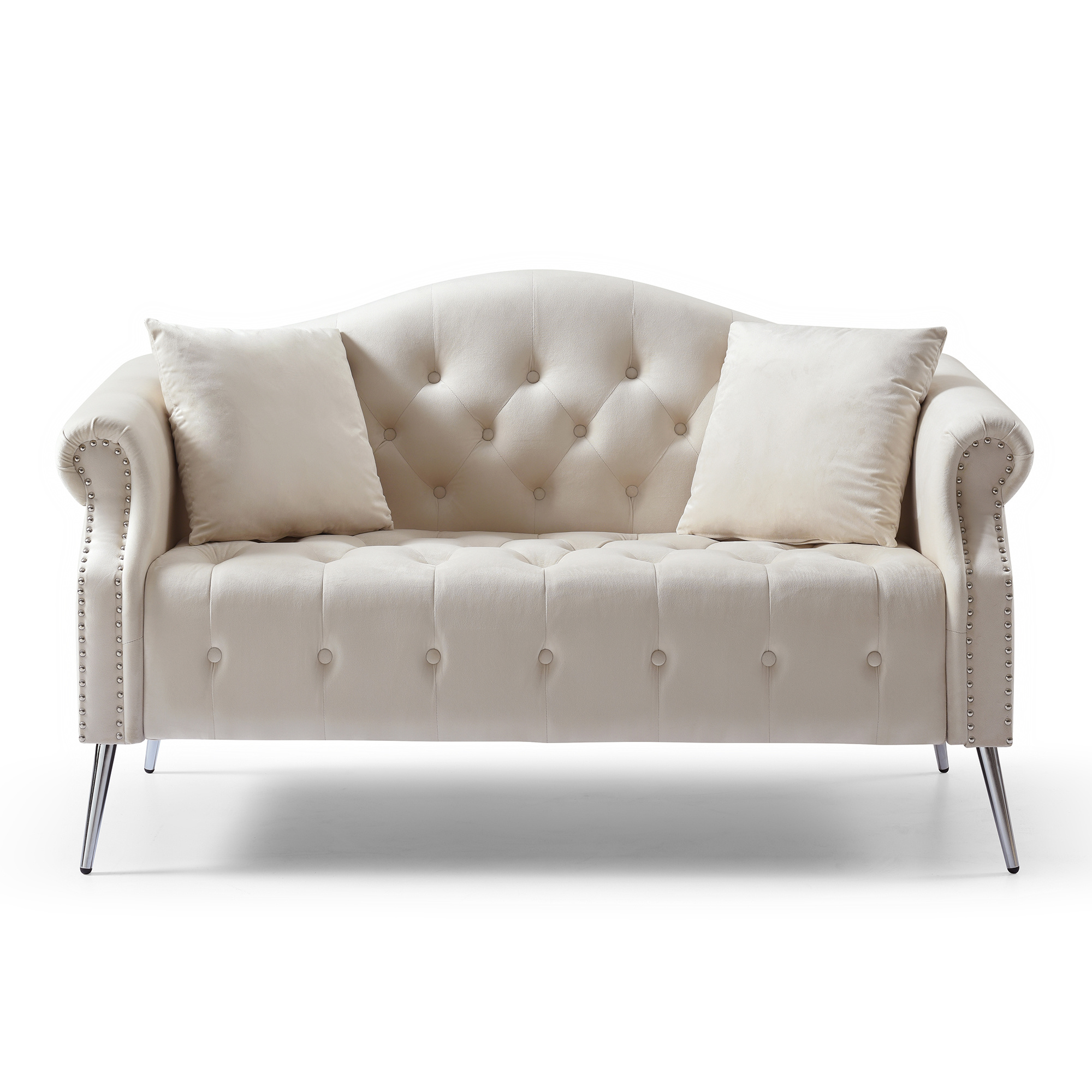 Elegant Chesterfield Velvet Loveseat - [{'Package 1': '28.35*21.65*11.02 in', 'Package 2': '49.61*27.56*11.02 in'}] - Upgrade to classic elegance and comfort