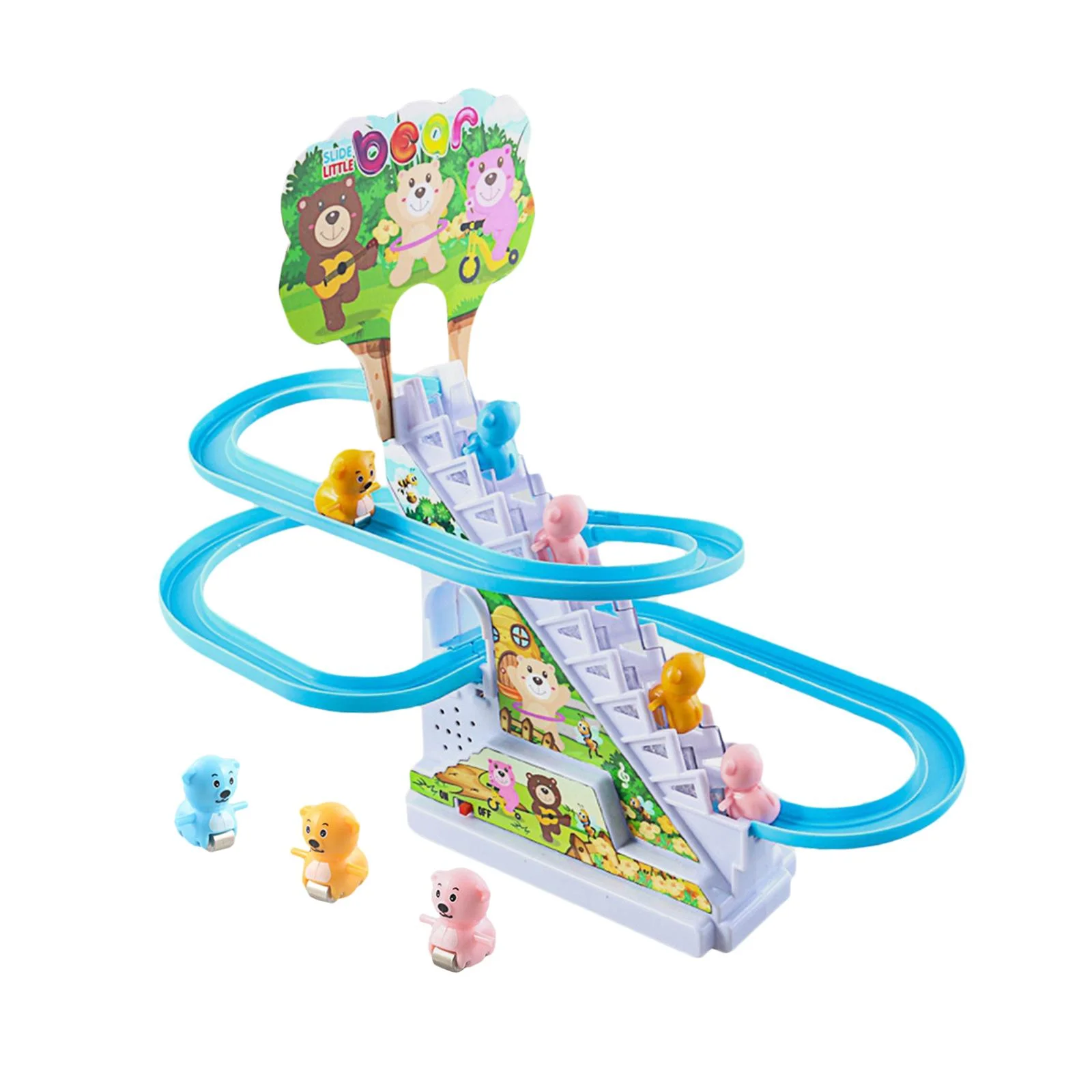 Playful Roller Coaster Toy, Race Track Toy, Chasing Playset Durable Indoor Toy Funny Roller Coaster Toy, Climbing Stairs Toy 9 Bears