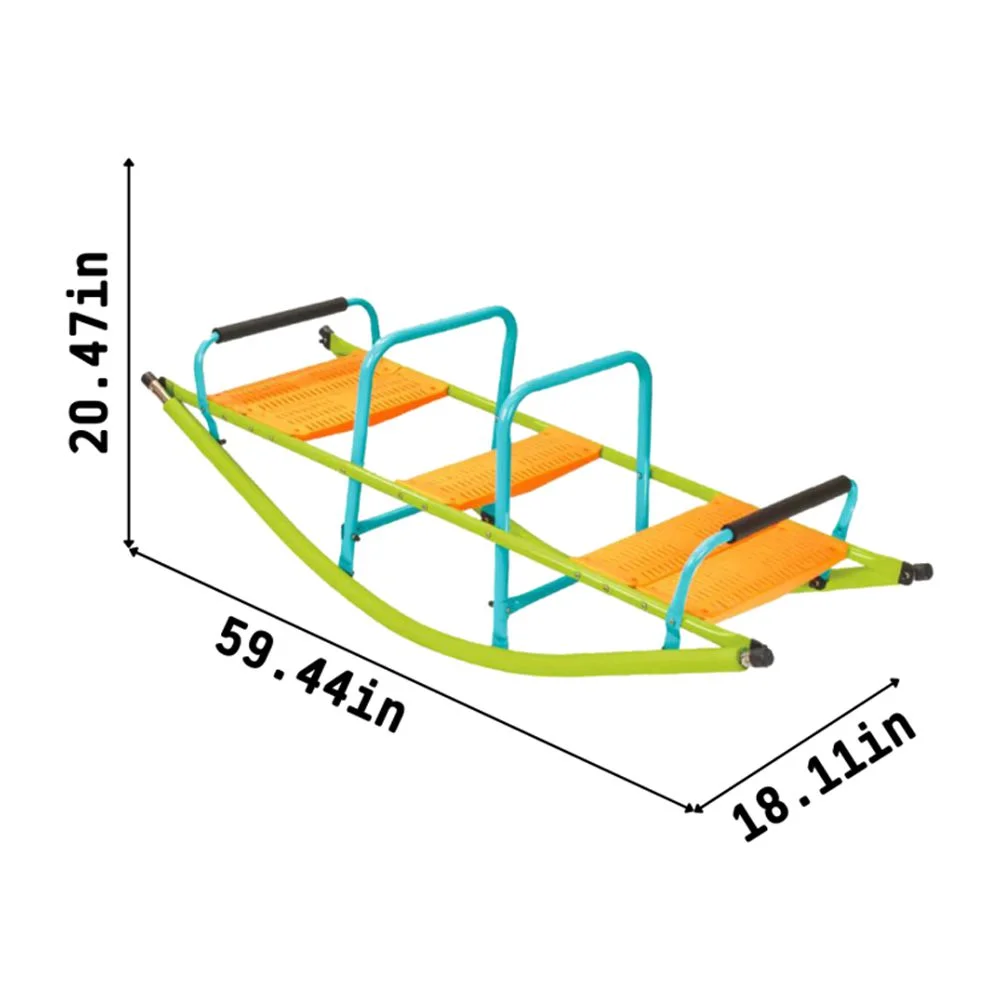Hassch Kids Seesaw Teeter Totter, 3-Person Heavy Duty Metal Playground Equipment for Backyard, Indoor Outdoor Rocking Fun for Toddlers Boys Girls Age 2-6, Teeter Totter for Kids Outdoor(Green)