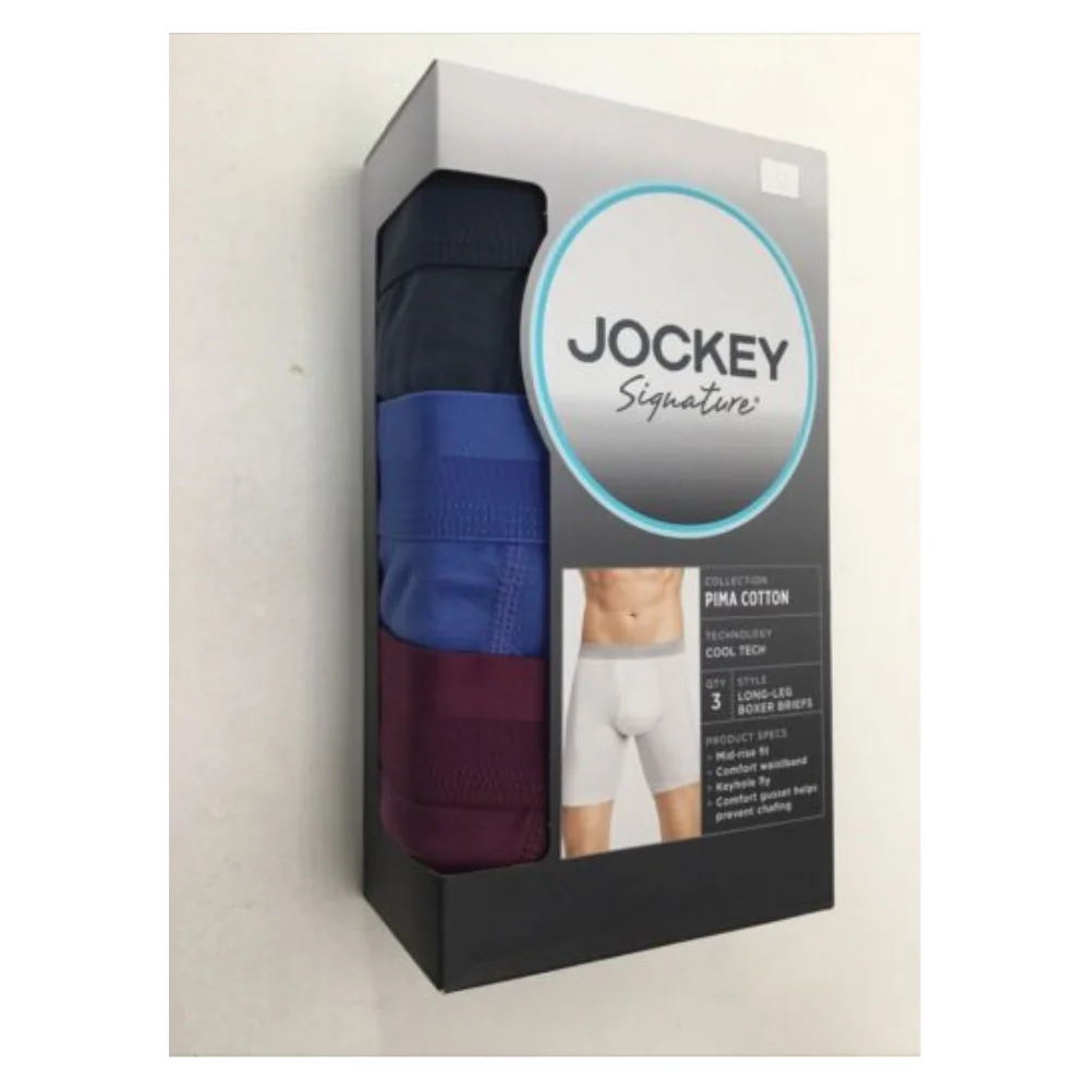 Jockey Signature Men's Underwear Long-Leg Boxer Briefs - 3 Pack, Multicolor, Lg