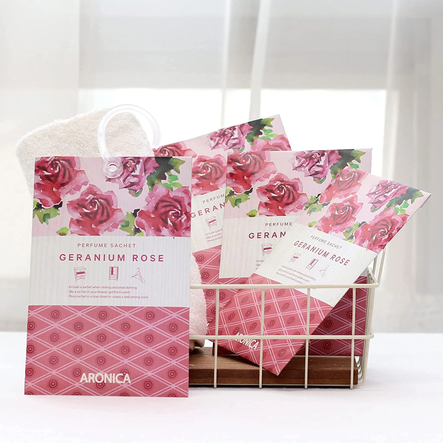 Aronica Perfume Sachet 4pcs set - Geranium Rose