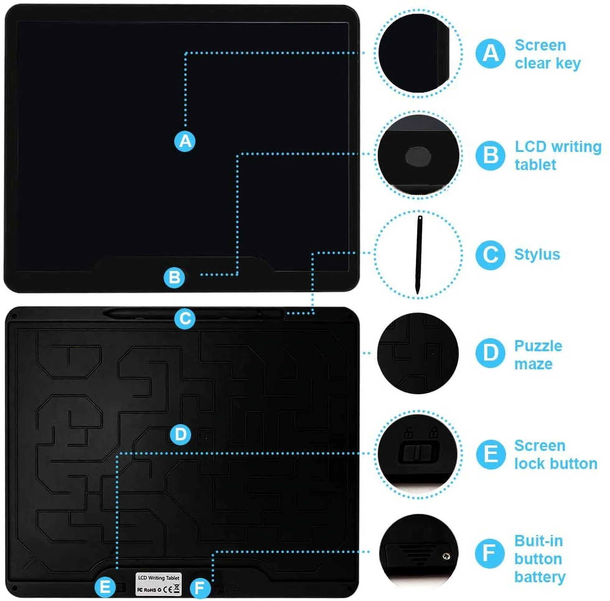 Richgv LCD Writing Tablet, 15 Inch Super Big Size Writing Doodle Board Electronic Digital Writing Pad for Kids and Adult, Notebook, Office, Business 15