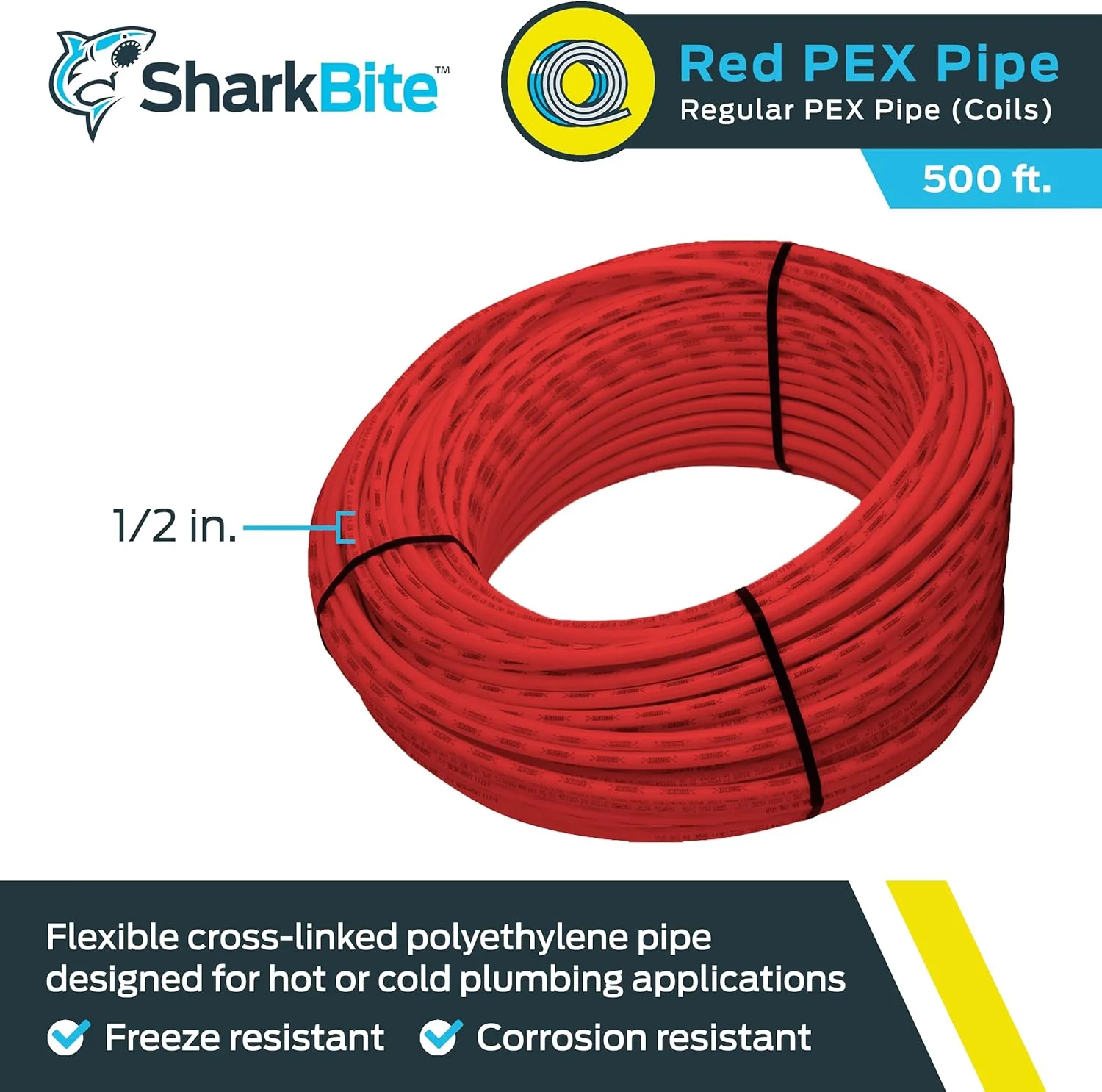 AUCHI 1/2 Inch x 500 Feet Red PEX-B, PEX Pipe Flexible Water Tubing for Plumbing, U860R500