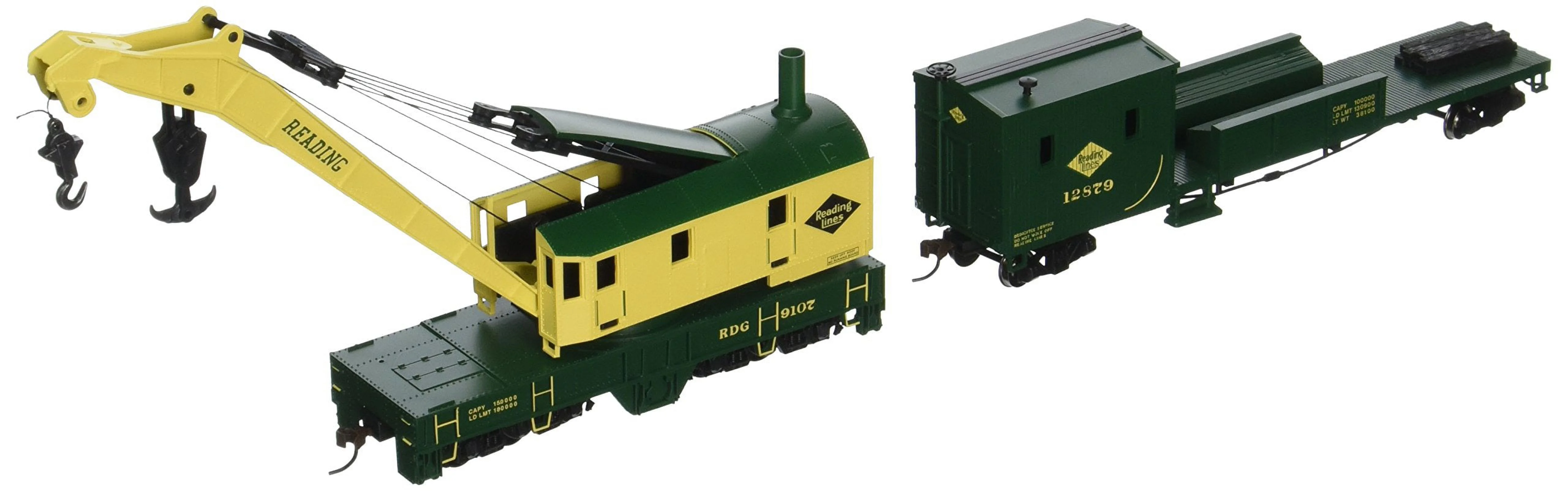 Bachmann 16110 HO Reading 250-Ton Crane Car & Boom Tender