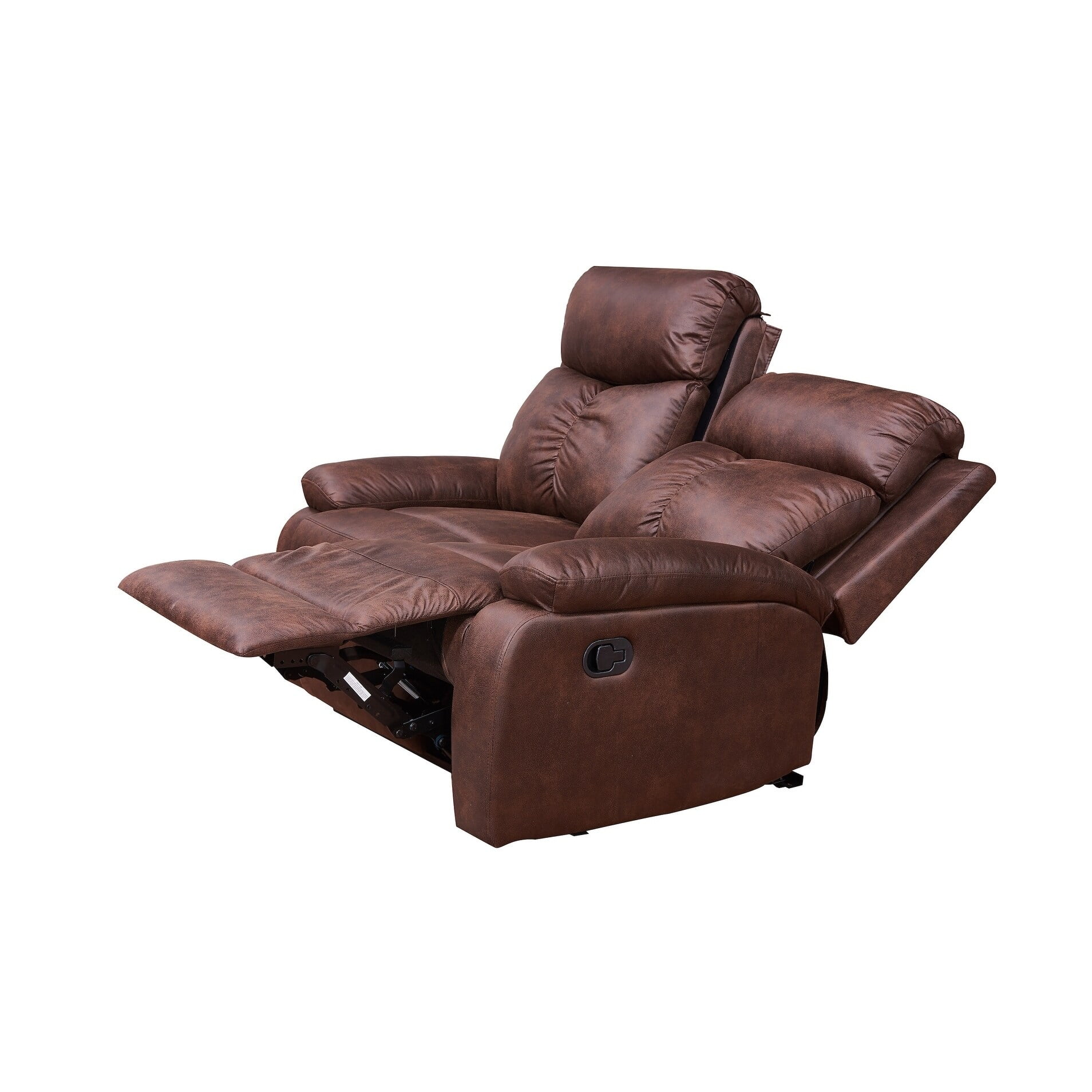 Vanity Art 2-Seater Microfiber Sofa Set Manual Reclining Loveseat for Living Room Dining Room Recliner Sofa Set, Brown