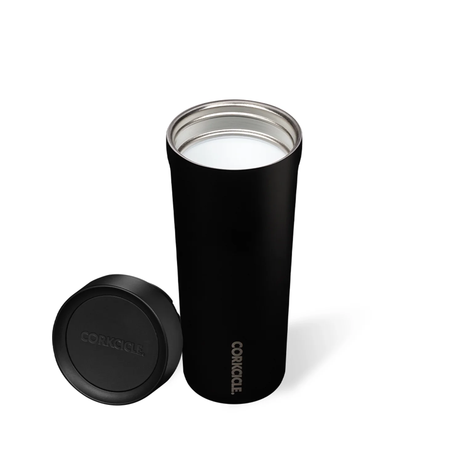 Corkcicle 17 oz Commuter Cup, Tumbler, Stainless Steel, Spill-Proof, Triple Insulated, Water Bottle, Matte Black