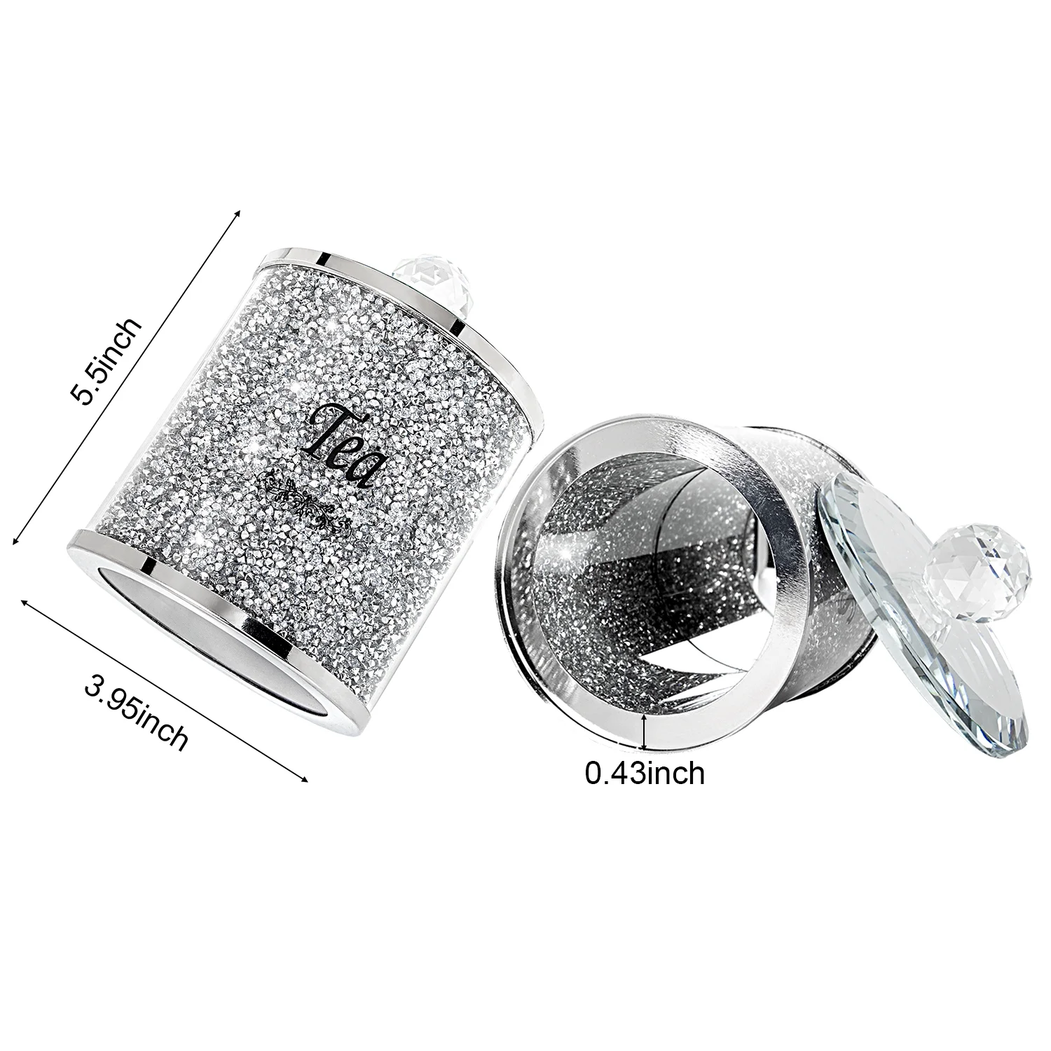 SHYFOY Kitchen Canister Set with Lids for Coffee Sugar Tea, Set of 3, Crushed Diamond Containers Jar Set Home Counter Decor