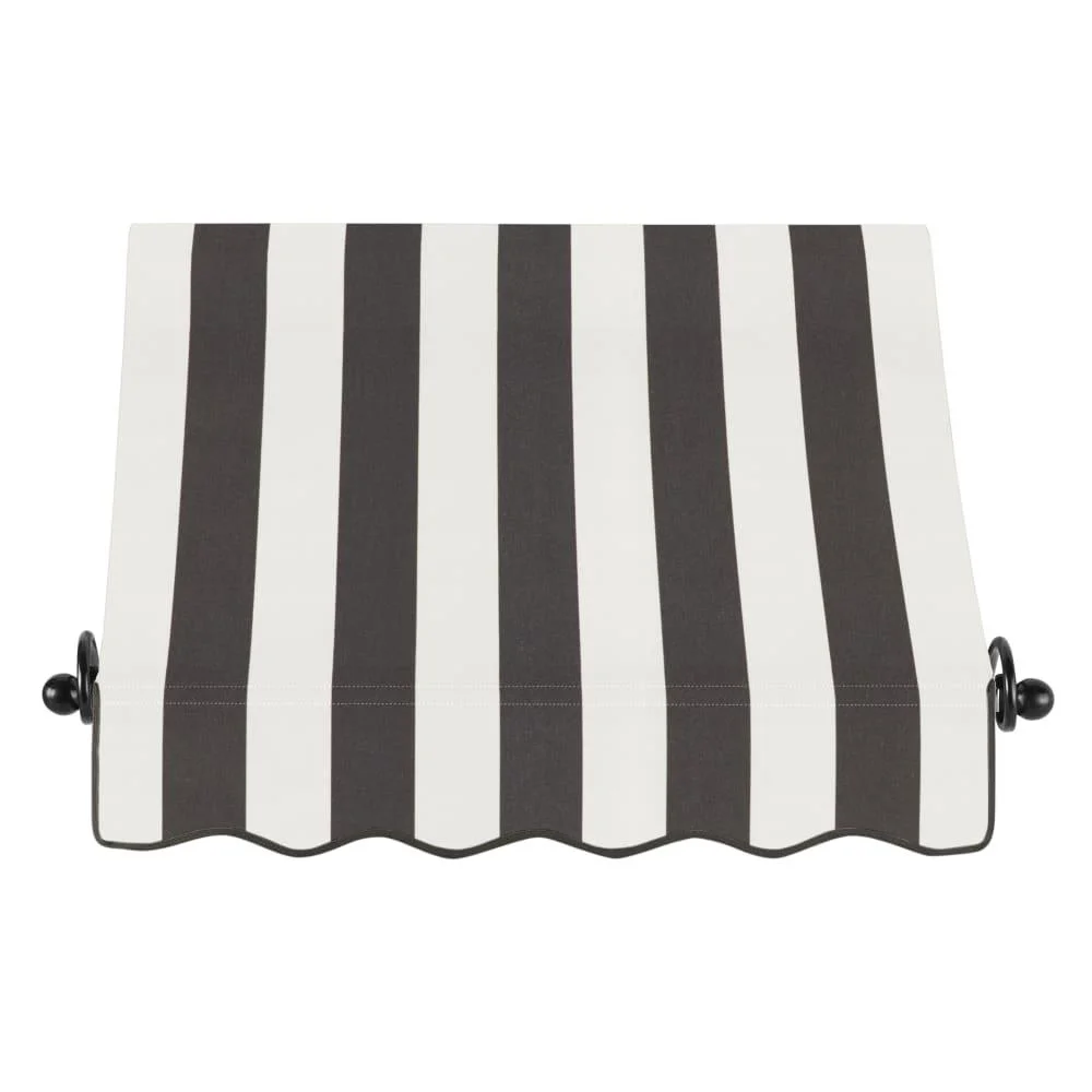 Awntech 3.375 ft Charleston Fixed Awning Acrylic Fabric, Black/White Stripe