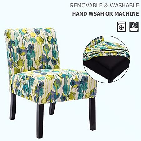 YPZBBOOM Fabric Armless Accent Chairs Set of 2  Modern Slipper Side Chair with Washable Covers for Living Room Bedroom/Home Office  White/Blue/Floral
