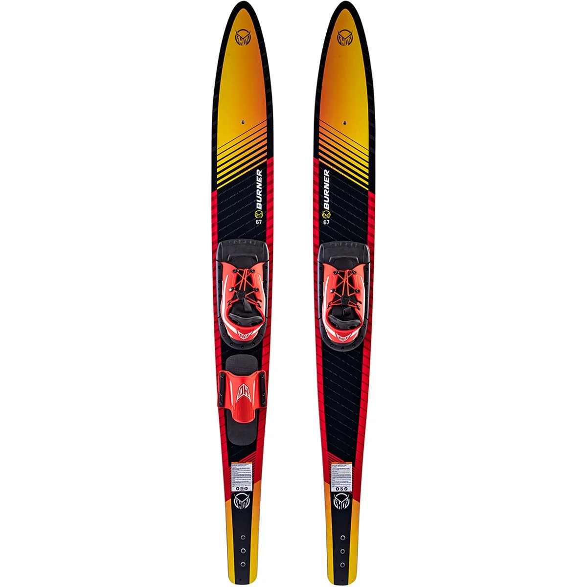 HO Sports HO Sports Burner Combo Water Skis with Blaze Bindings and Rear Toe Strap Bar