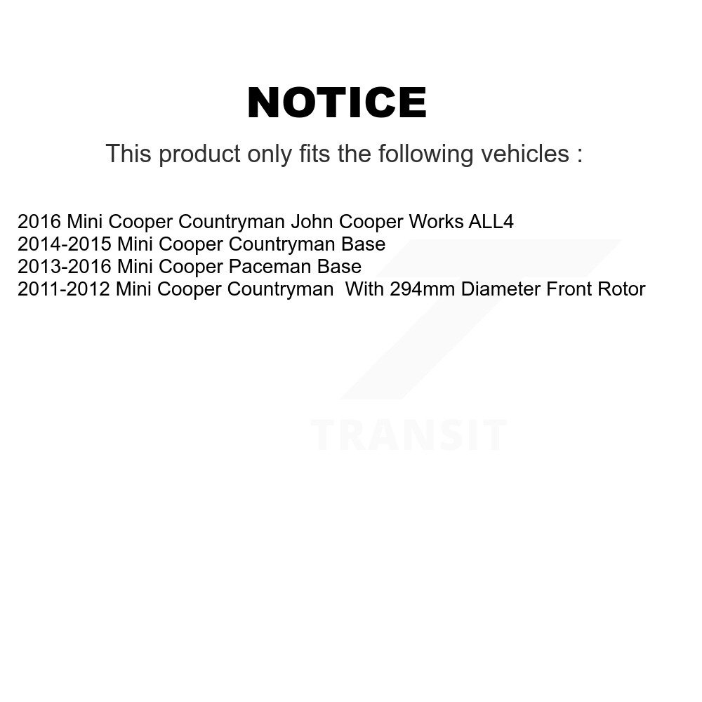 Transit Auto - Front Coated Drilled Slotted Disc Brake Rotors And Semi-Metallic Pads Kit For Mini Cooper Countryman Paceman KDA-100177