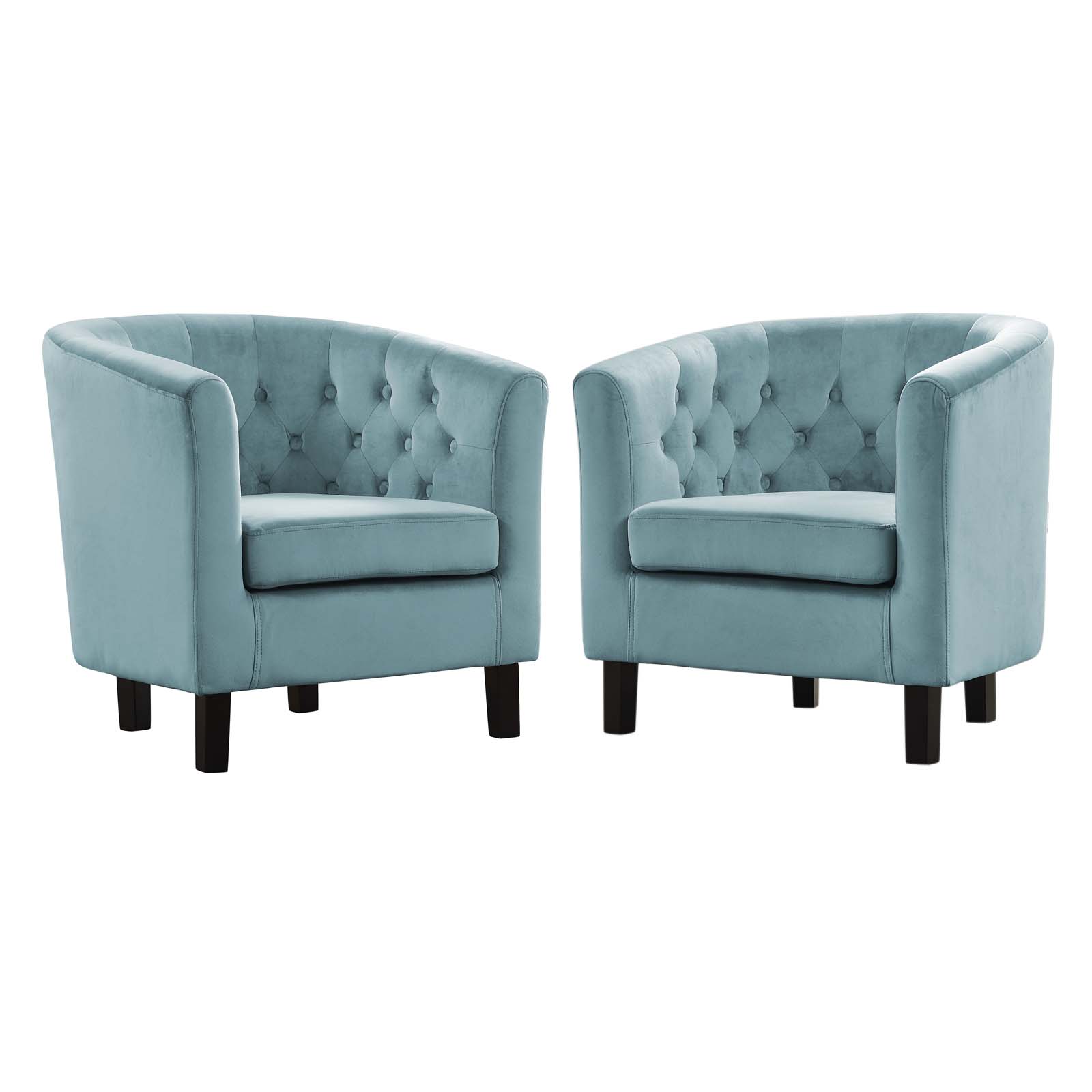 Modway Prospect 2 Piece Performance Velvet Armchair Set in Sea Blue