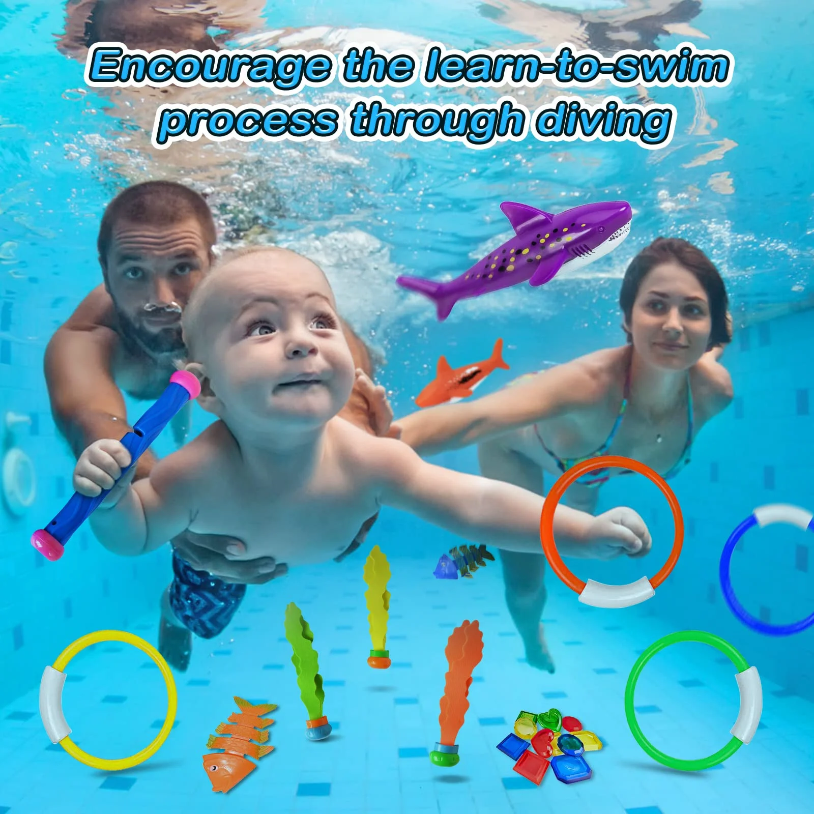 clleylise Pool Diving Toys Games,Pool Toy Set with Storage Bag Swimming Pool Toys for Kids,Swim Learning and Diving Skill Development for Kids,Fun Water Swim Toys for Boys Girls Adults 31 Pcs