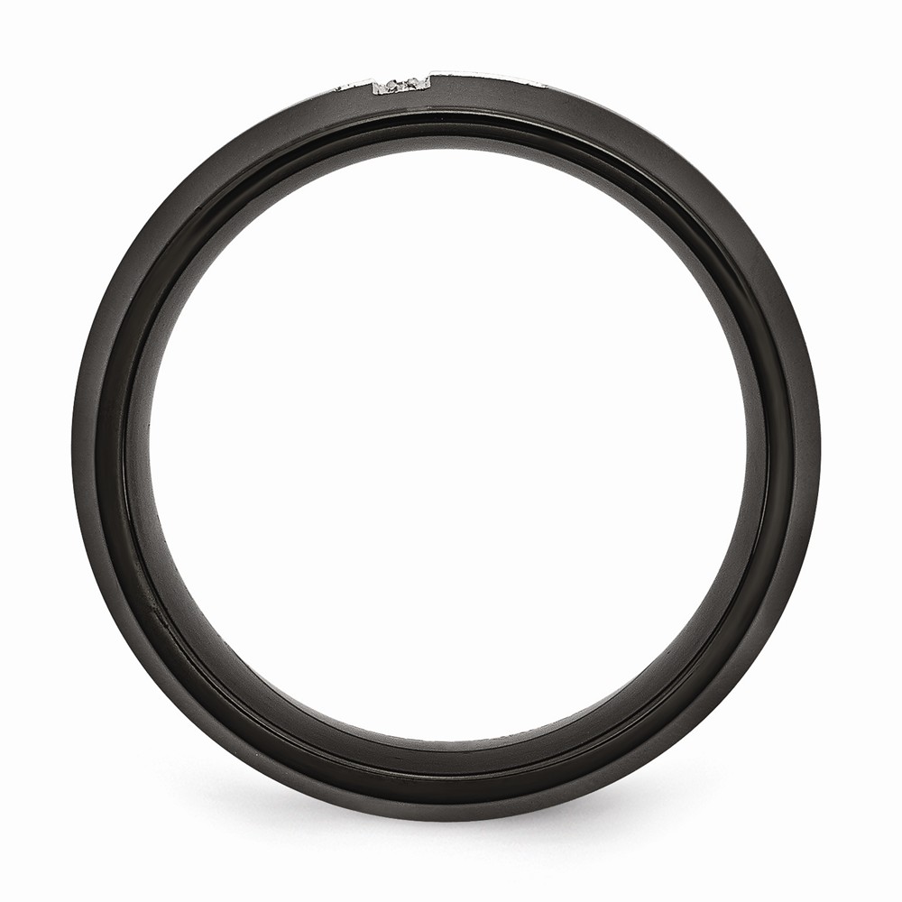 Stainless Steel Black IP-plated With Diamond Cross Ring Size: 12; for Adults and Teens; for Women and Men