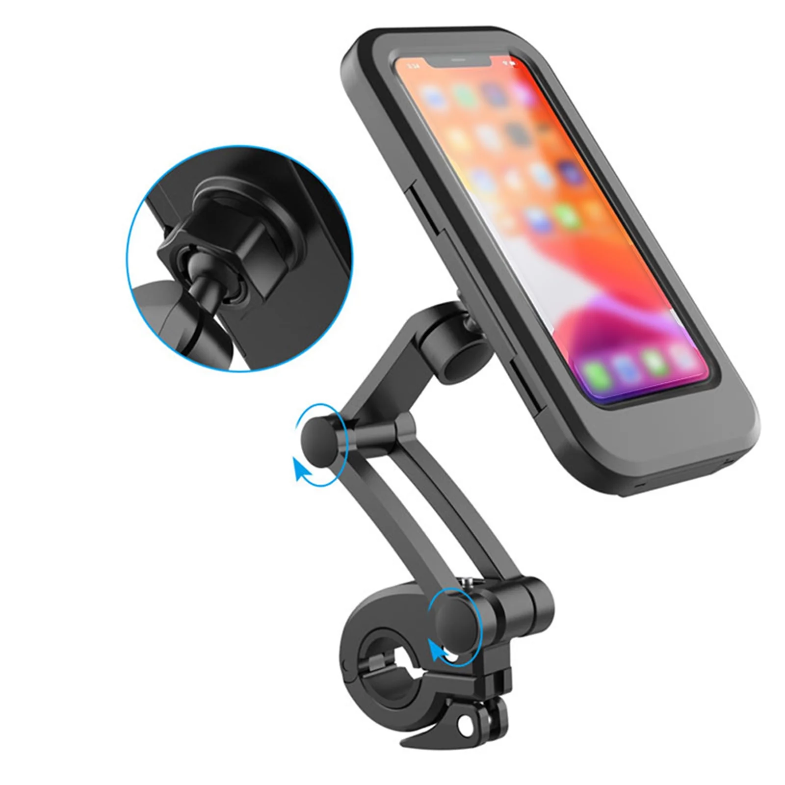 Motorcycle Phone Mount Waterproof Bike Phone Mount For Motorcycle Phone Holder Handlebar Touch Screenrotationheight Adjustable Cell Phone Holder For Smart Phone Under 6.7 Inch (Black)