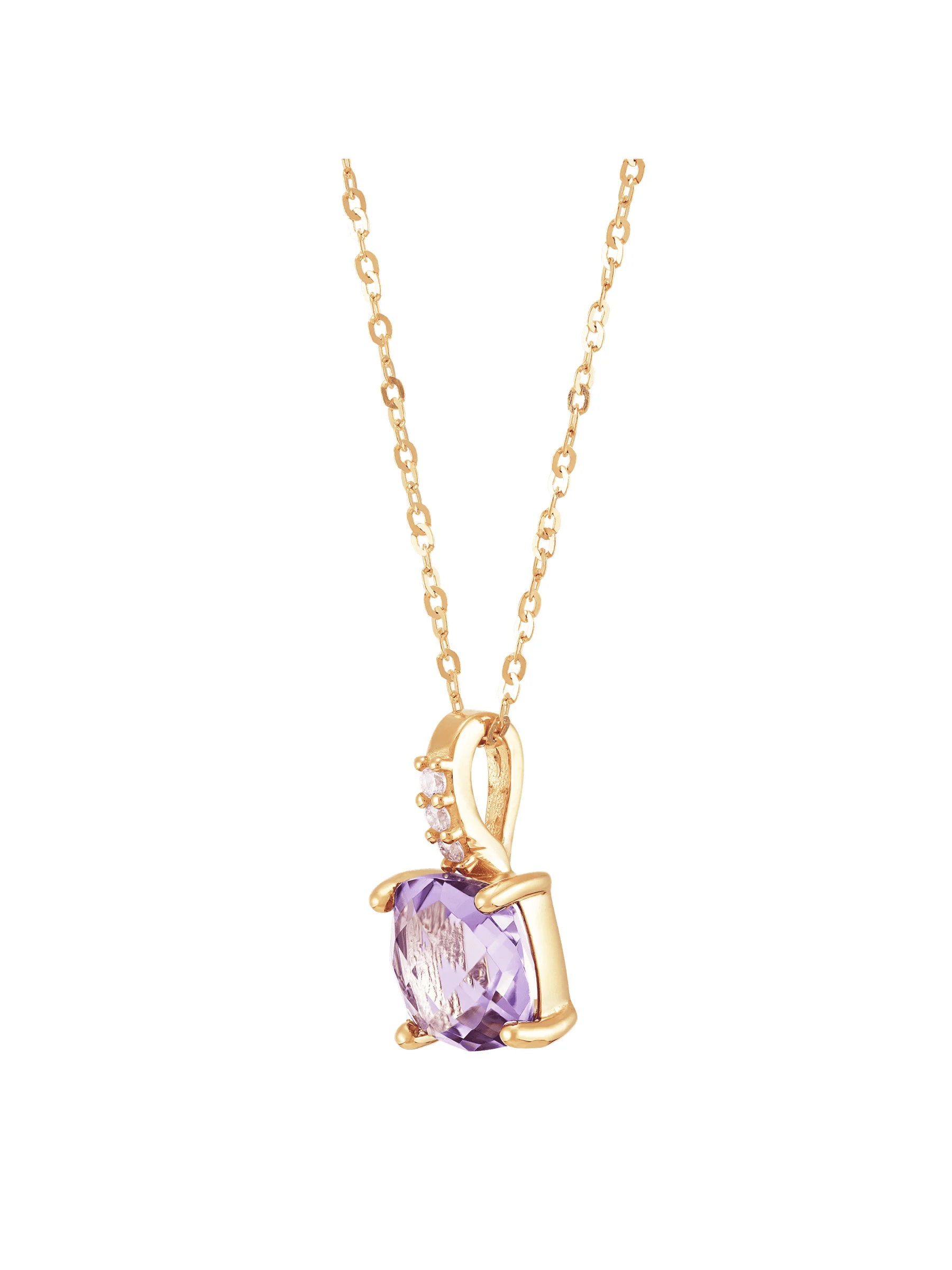 Women's Welry Amethyst and Cubic Zirconia Pendant Necklace in 14kt Yellow Gold, 18