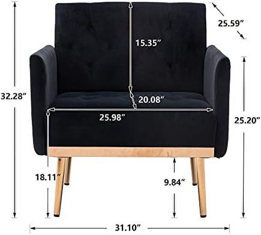 NLIBOOMLife Accent PU/Velvet Armchair Upholstered Leisure Accent Living Room Chair  Comfy Armchair with Rose Golden Metal Legs Mid-Century Modern Velvet Single Sofa Chair
