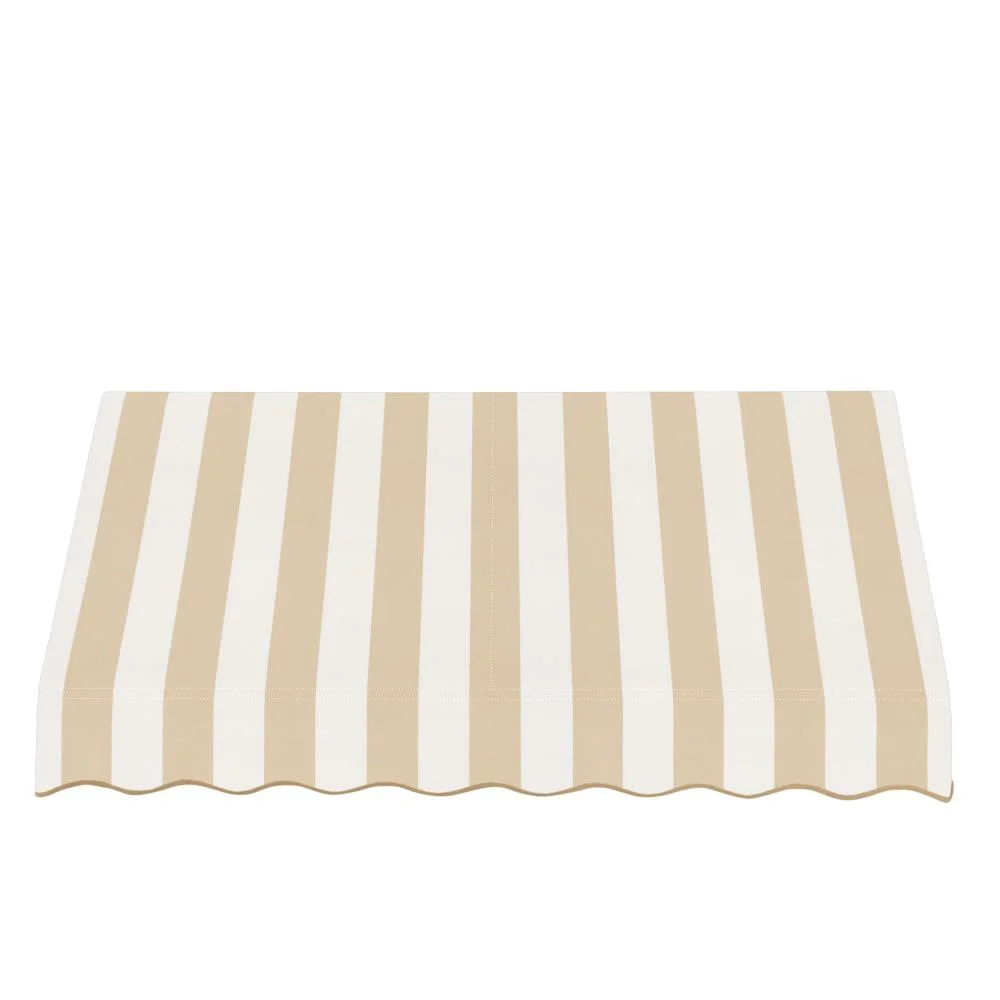 Awntech 8.375 ft San Francisco Fixed Awning Acrylic Fabric, Linen/White Stripe