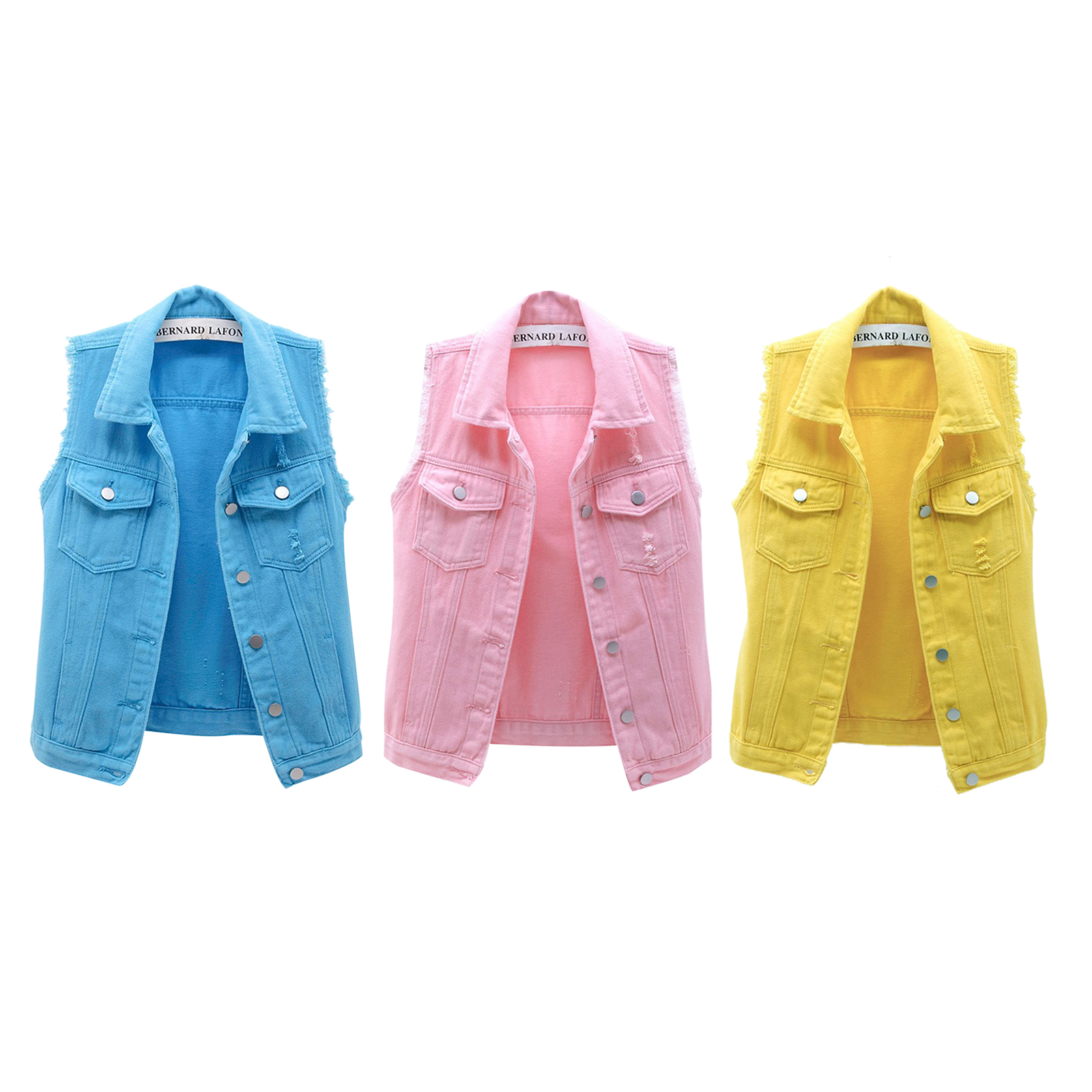 Women Classic Washed Denim Vest Ladies Sleeveless Solid Color Button Down Jean Jacket S-5XL