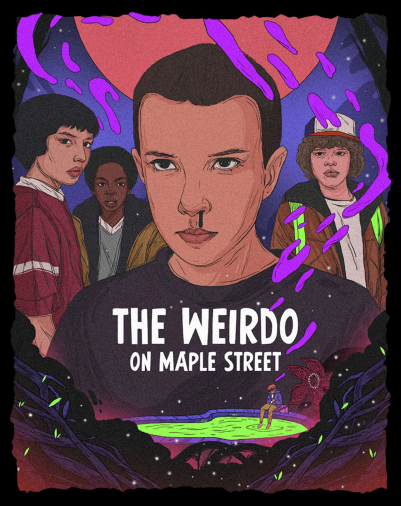 Women's Stranger Things The Weirdo on Maple Street  Graphic Tee Black Large