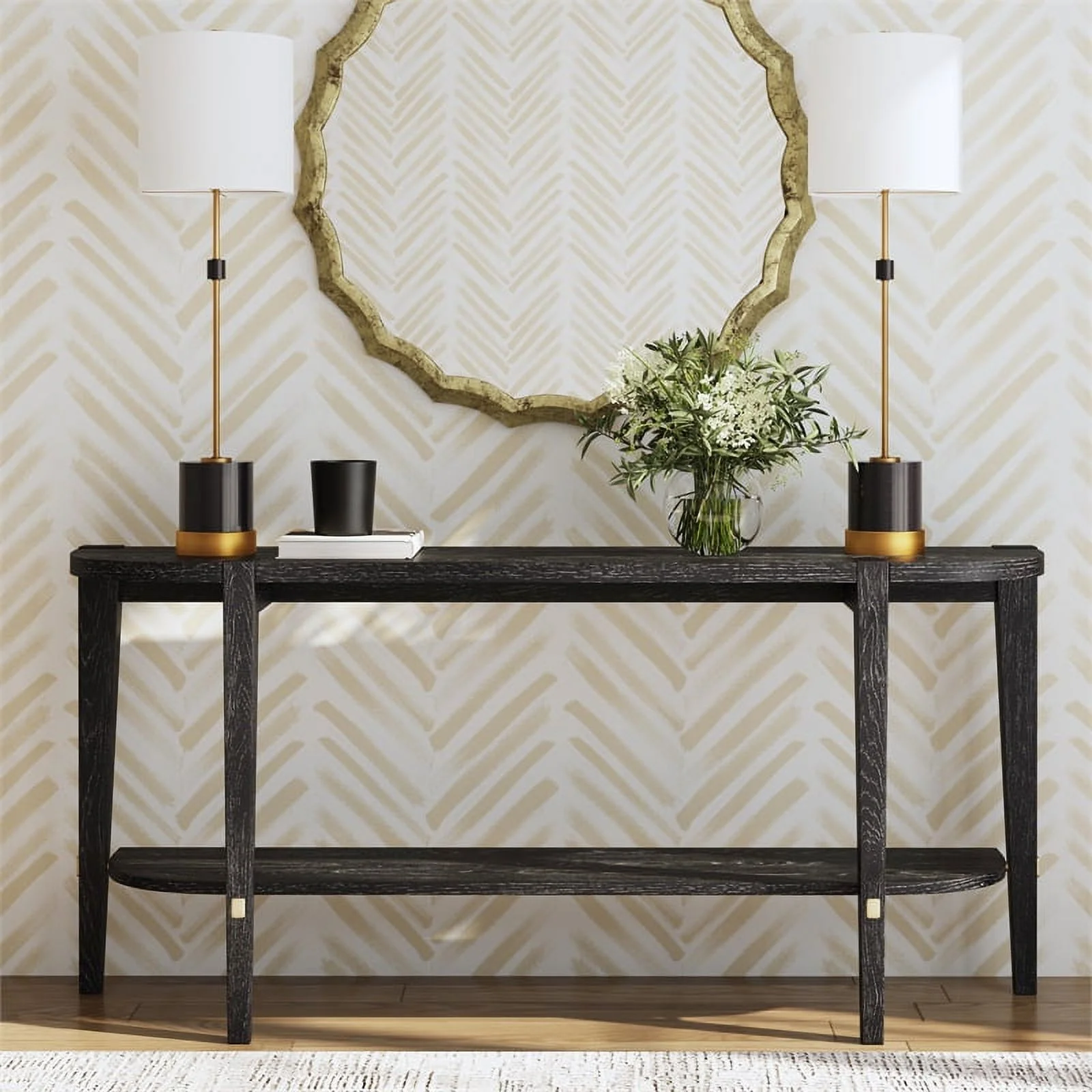 Whitfield Console Table in Black Wood