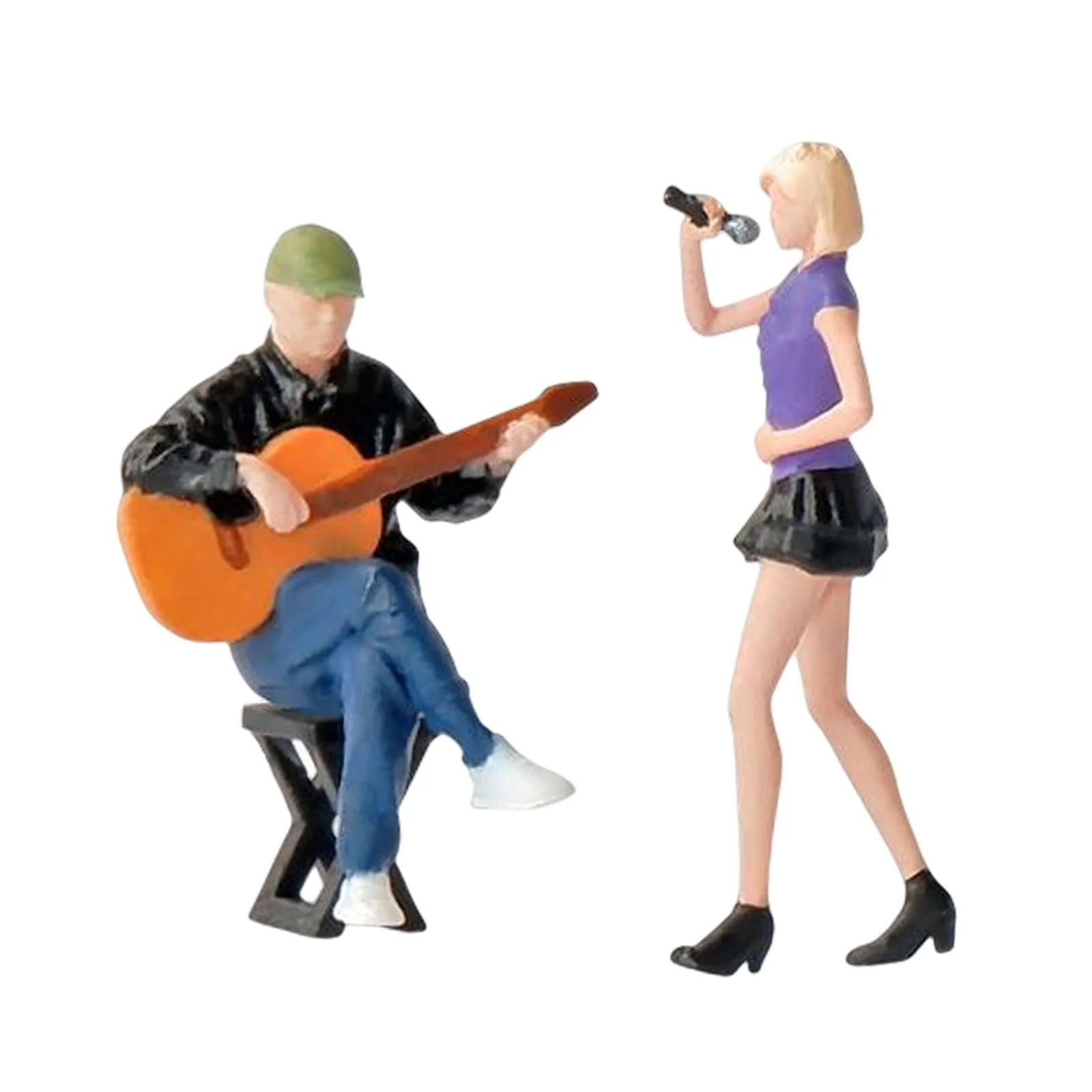 1:64 Mini Guitarist and Singer Model Figures DIY Micro Landscapes Model Trains People Figures Collectibles for Miniature Scene Dollhouse